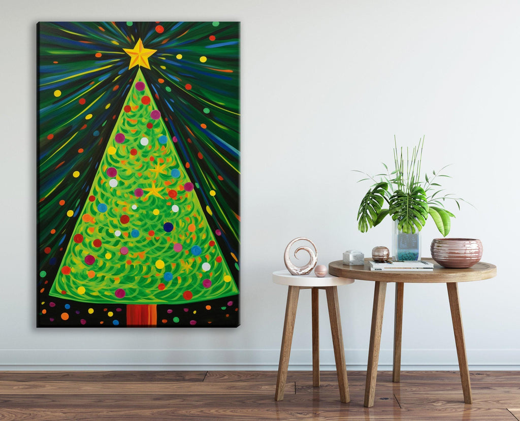 Christmas Tree Art - Abstract Christmas Tree Canvas Print | Festive Home Decor, Ready to Hang