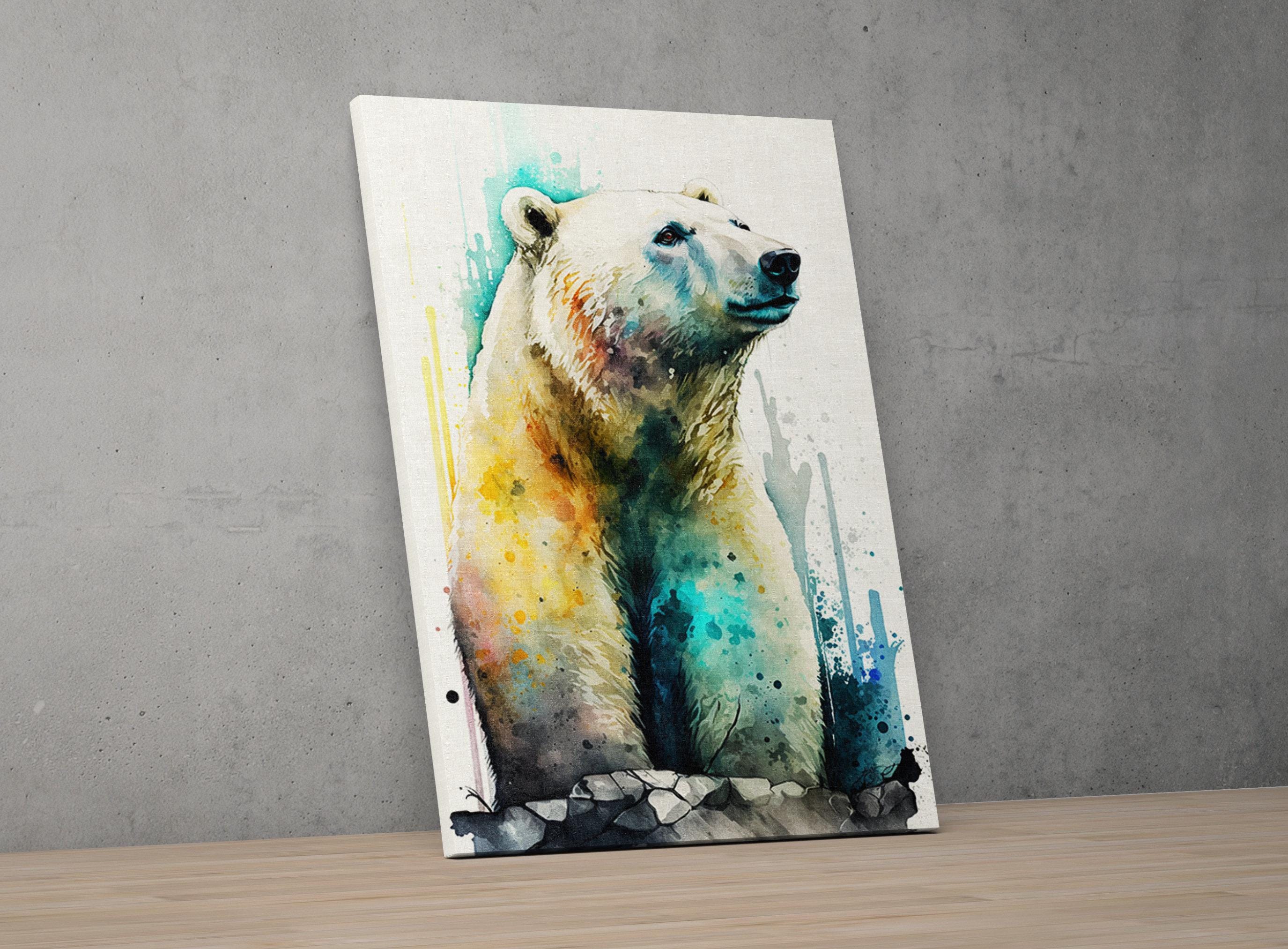 Polar Beauty: Polar Bear Watercolor Painting, Giclee Print on Canvas, Artist Paper, Watercolor Paper, Available in Extra Large Sizes