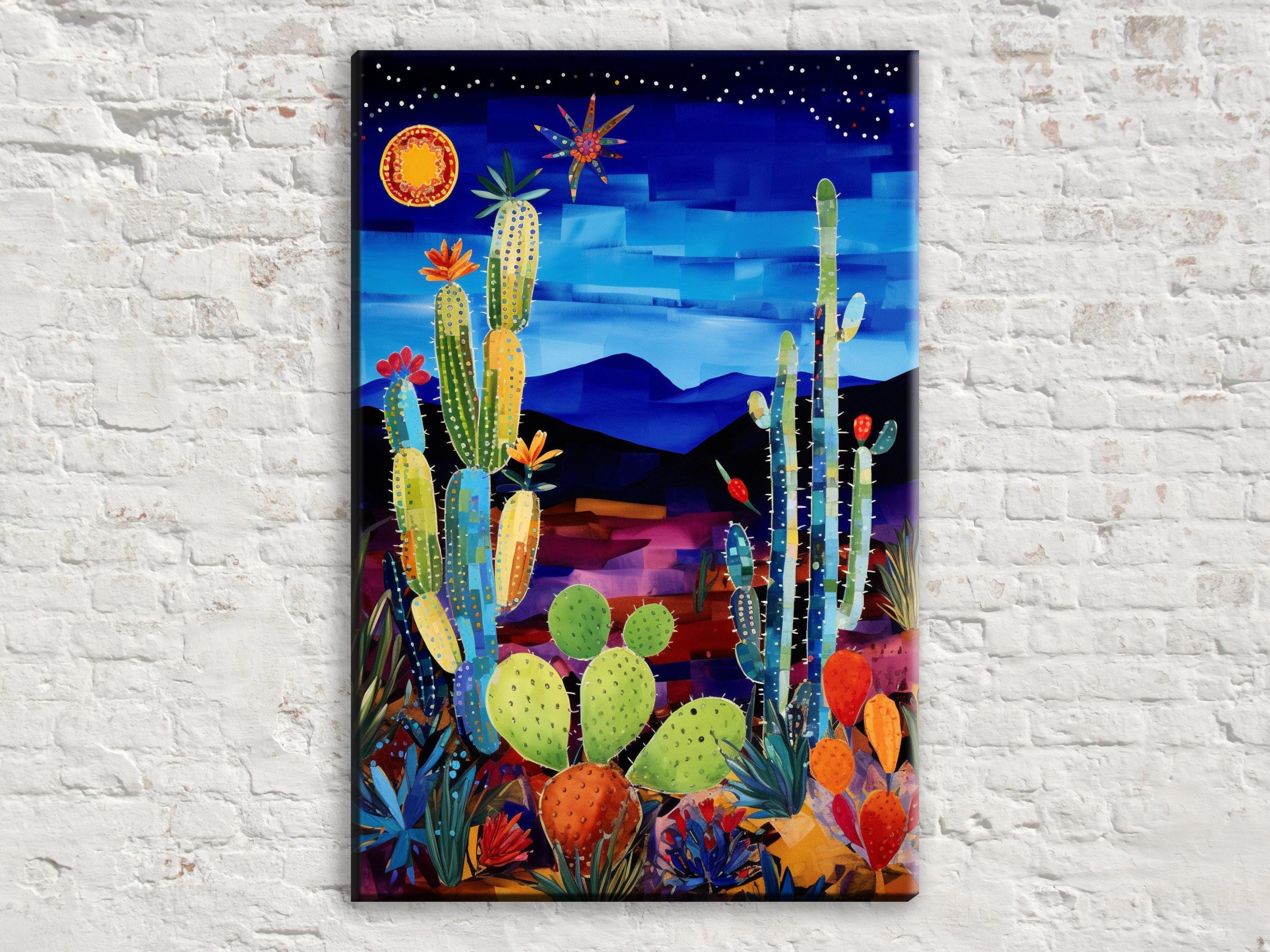 Desert Night Wall Art – Southwest Landscape Canvas | Gallery Wrapped, Extra Large