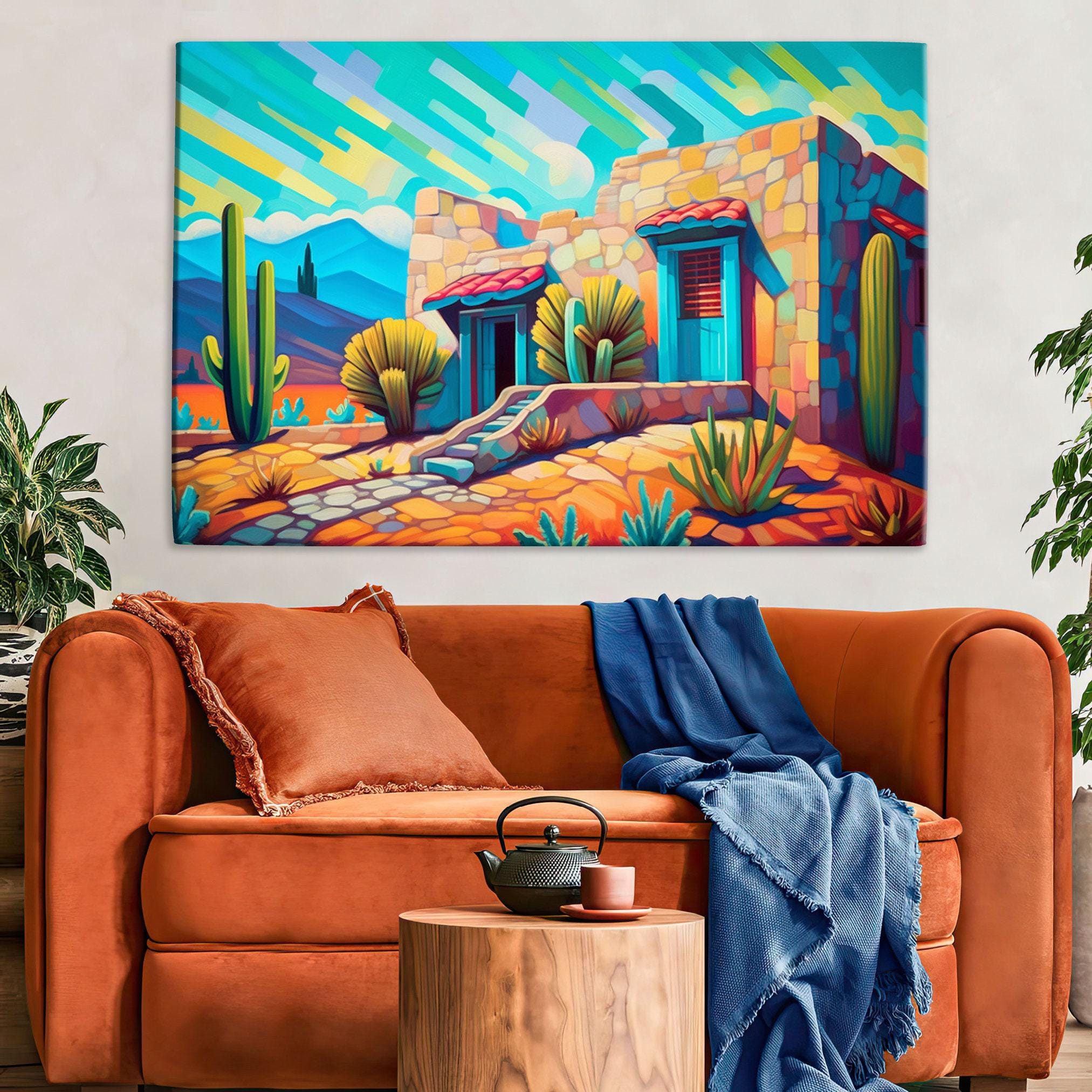Spanish Adobe Canvas | Large Gallery Wrapped Canvas - Southwestern Decor Art