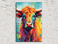 Highland Cow Painting – Watercolor Canvas Print | Colorful Cow Art on Large Canvas