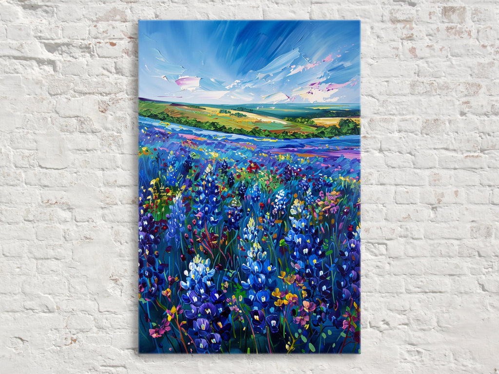 Texas Bluebonnet Canvas - Large Gallery Wrapped Canvas Art | Western Wall Art Decor