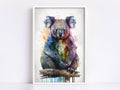 Wildlife Elegance: Koala Bear Watercolor Painting, Giclee Print on Canvas, Artist Paper, Watercolor Paper, Available in Extra Large Sizes