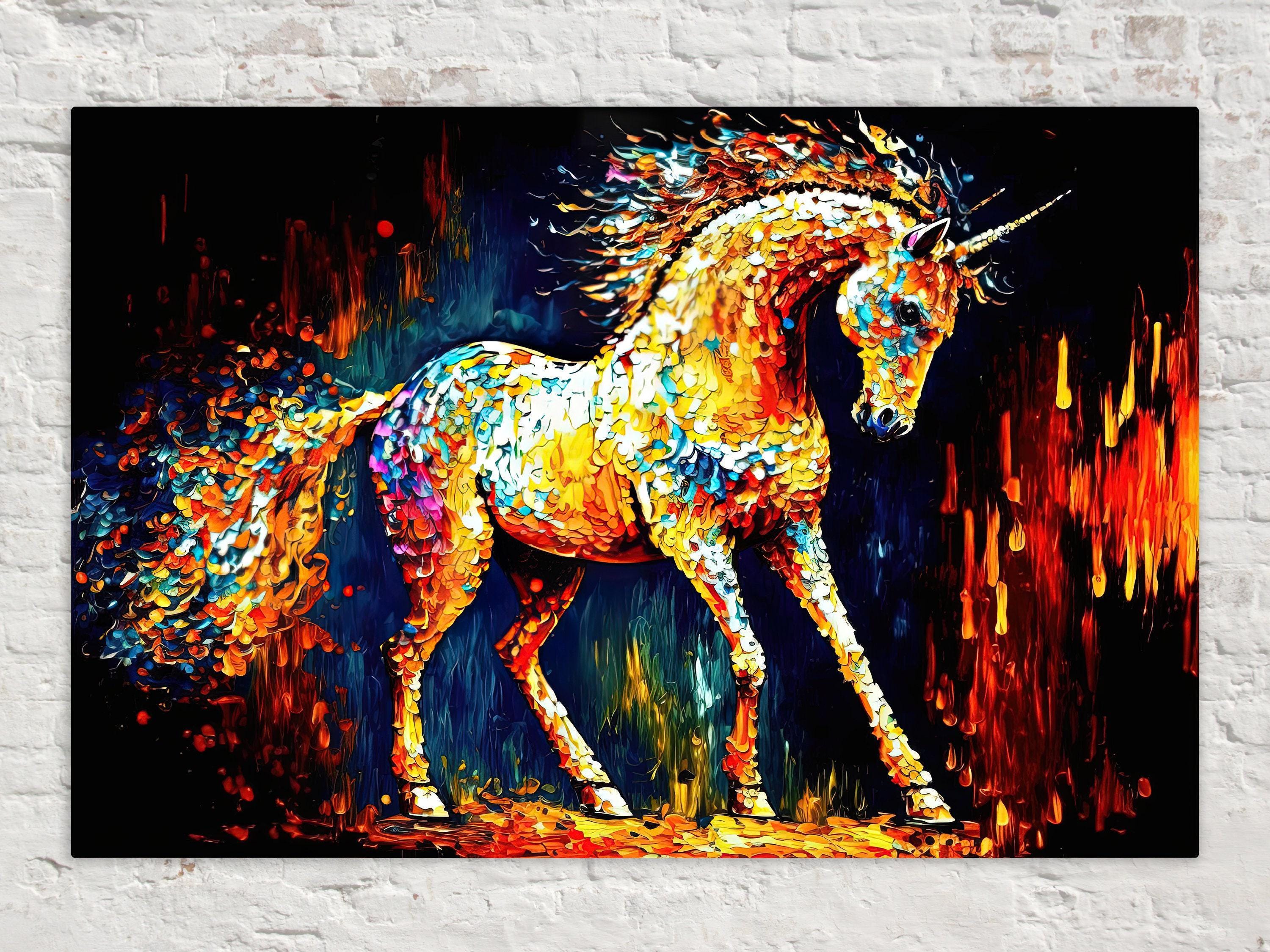 Unicorn Canvas Print - Colorful Nursery Room Art | Vibrant Giclee Print