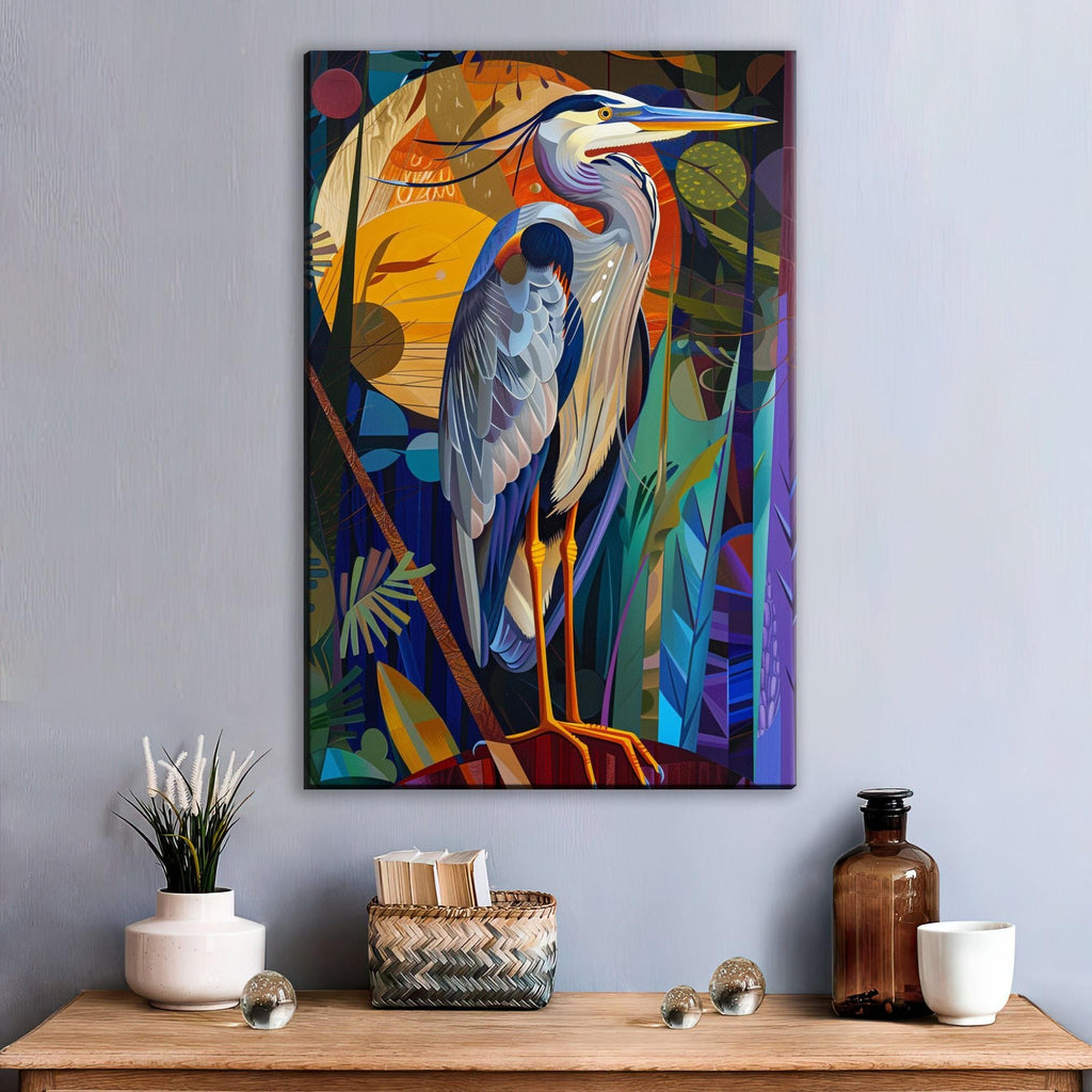 Blue Heron Wall Art – Large Canvas Art | Gallery Wrapped Canvas With Real Wood Frame