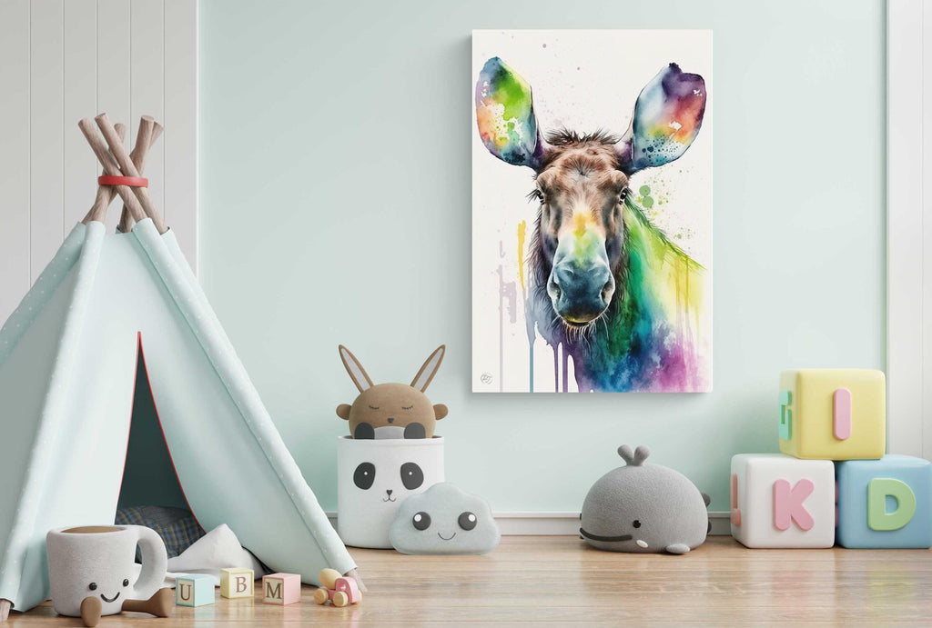 Majestic Moose: Watercolor Moose Wall Art Print, Giclee Print on Canvas, Artist Paper, Watercolor Paper, Available in Extra Large Sizes