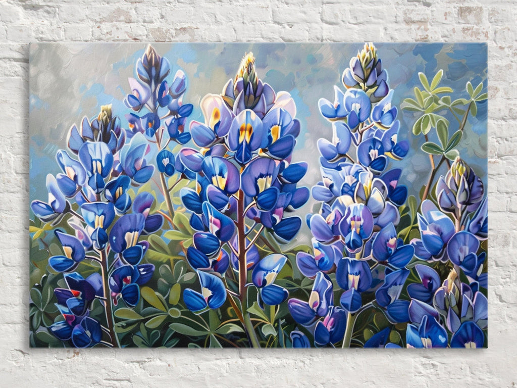 Texas Bluebonnet Canvas – Large Gallery Wrapped Wildflower Wall Art with Fade Resistant Ink