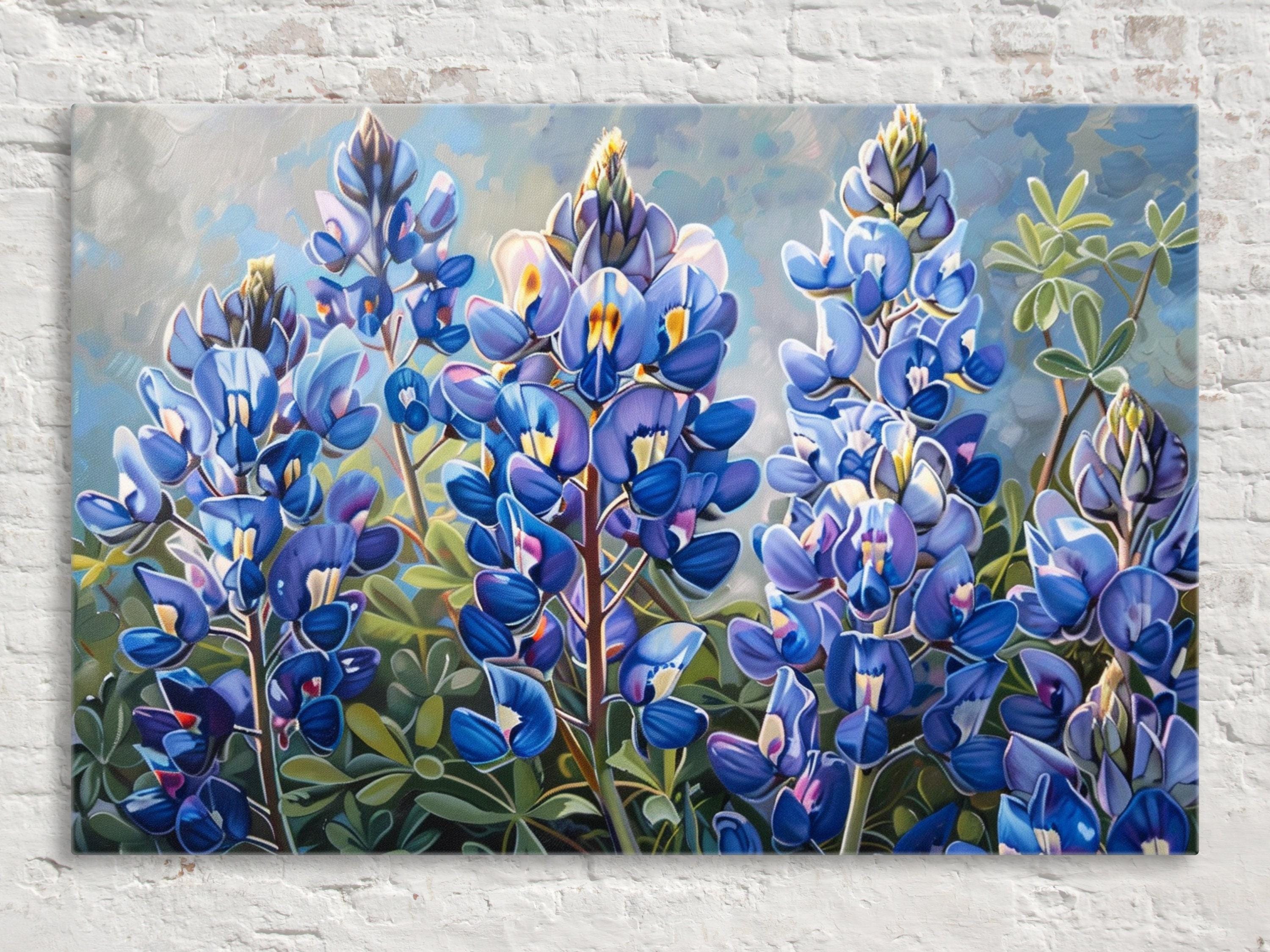 Texas Bluebonnet Canvas – Large Gallery Wrapped Wildflower Wall Art with Fade Resistant Ink