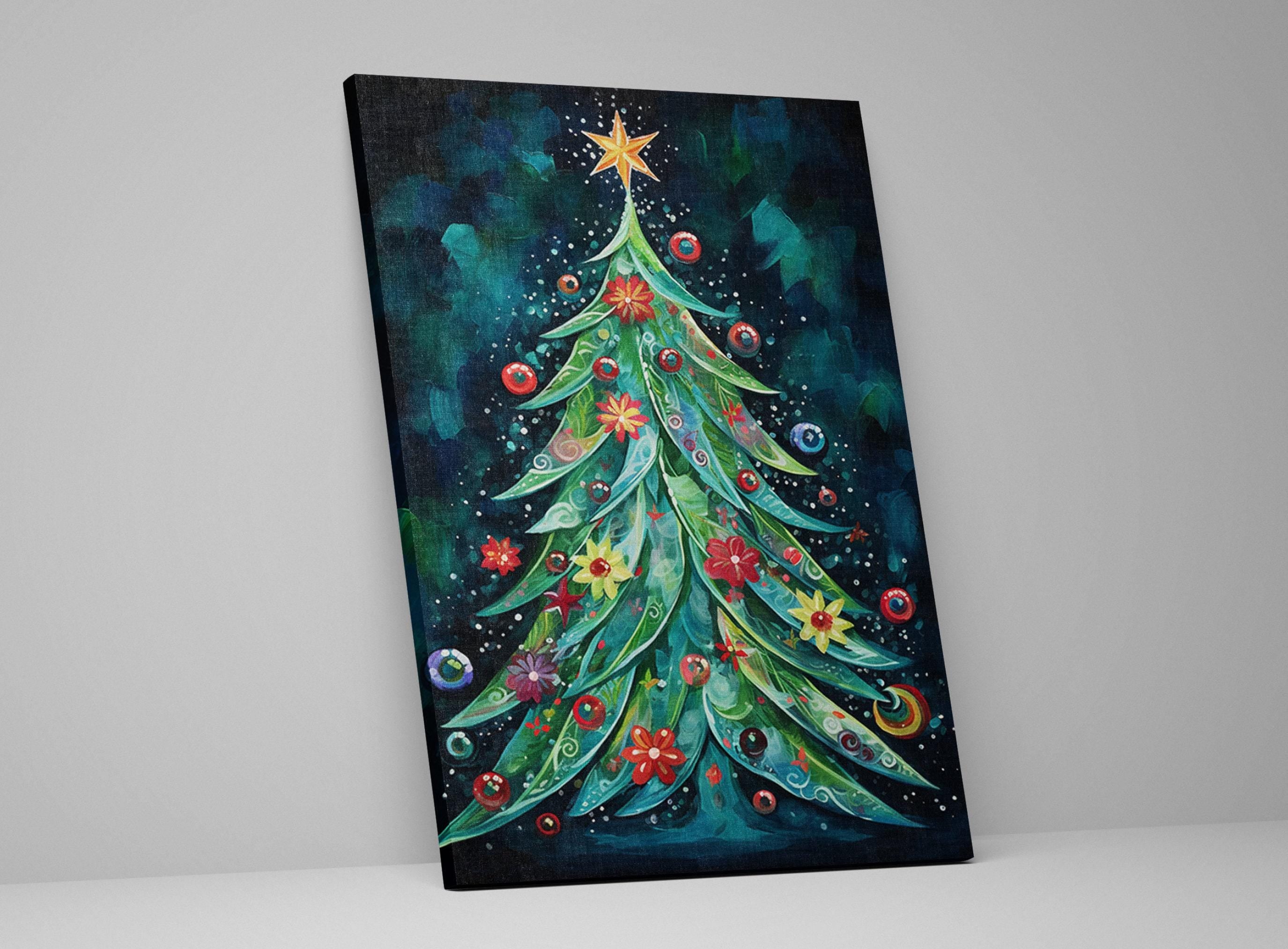 Boho Christmas Canvas - Festive Wall Art on Extra Large Gallery Wrapped Frame
