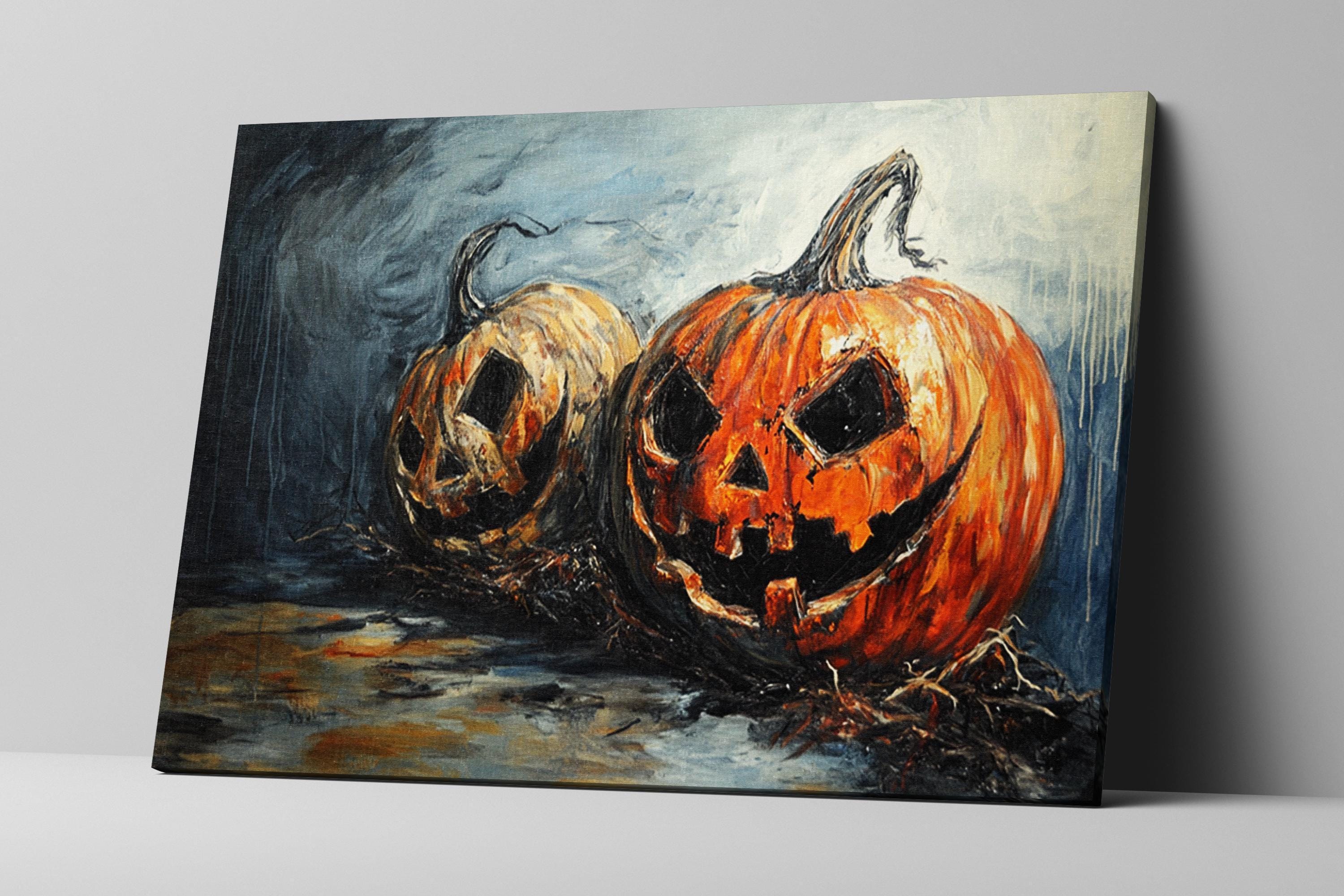 Jack O Lantern Pumpkins - Extra Large Halloween Wall Art | Gallery Wrapped Canvas