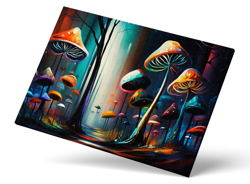 Psychedelic Mushrooms Canvas – Trippy Landscape Art with Vibrant Psychedelic Wall Decor
