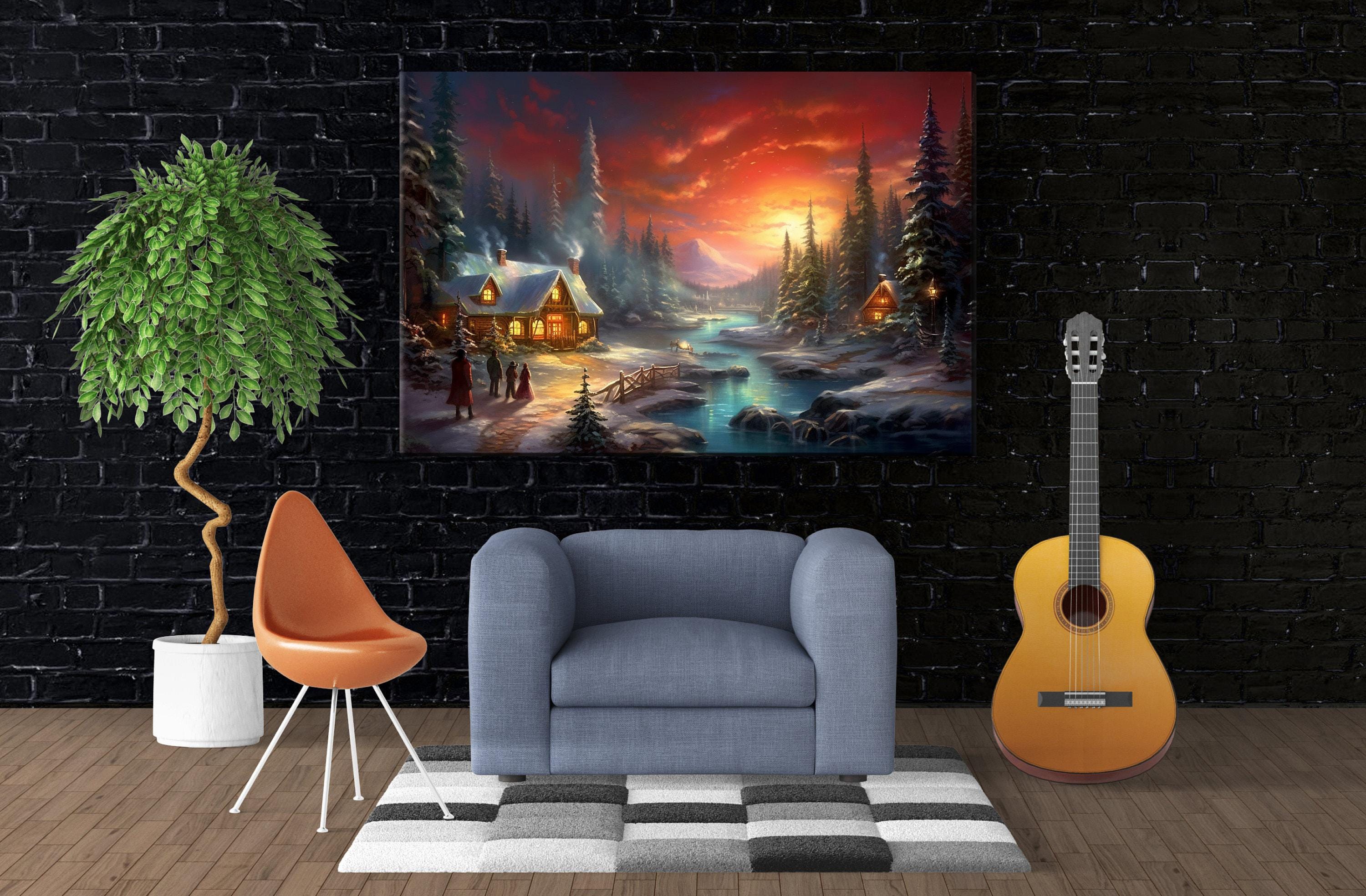 Christmas Canvas Art - Classic Woodland Christmas Scene | Gallery Wrapped Canvas Print