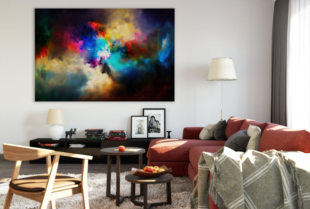 Nebula Canvas Art – Colorful Celestial Space Painting | Gallery-Wrapped Giclée Print