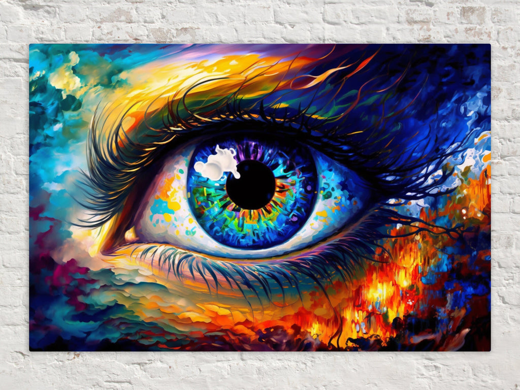 Colorful Eye Canvas – Vivid Psychedelic Eye Wall Art with Wooden Frame