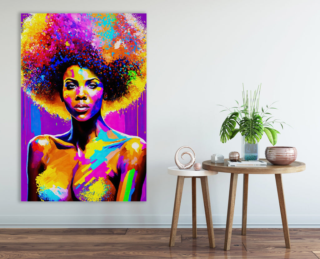 Black Woman Art Print - Vibrant African American Canvas, Gallery Ready Wall Art