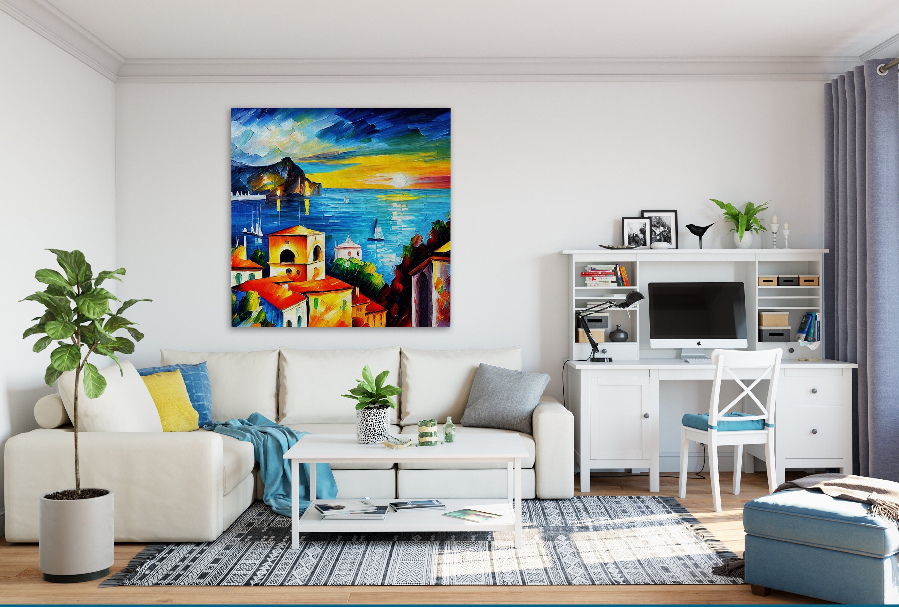 Italy Canvas Print - Amalfi Coast Art on Gallery Ready Wooden Frame