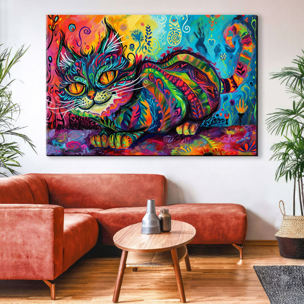 Cheshire Cat Canvas - Whimsical Wall Art | Fantasy Wall Decor With Mischievous Grin