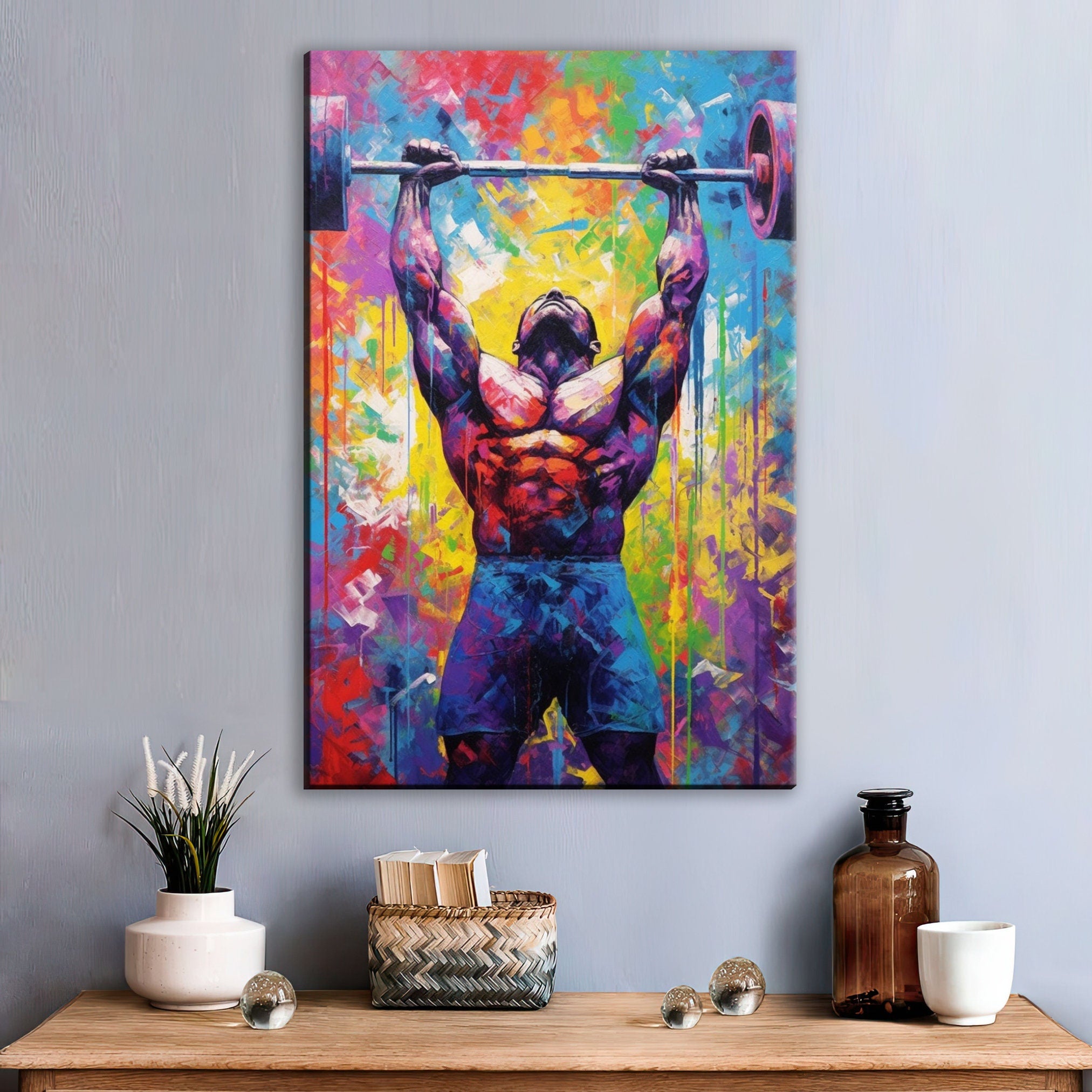 Bodybuilder Gym Wall Art – Large Deadlift Workout Canvas Print | Sculpted Physique Decor