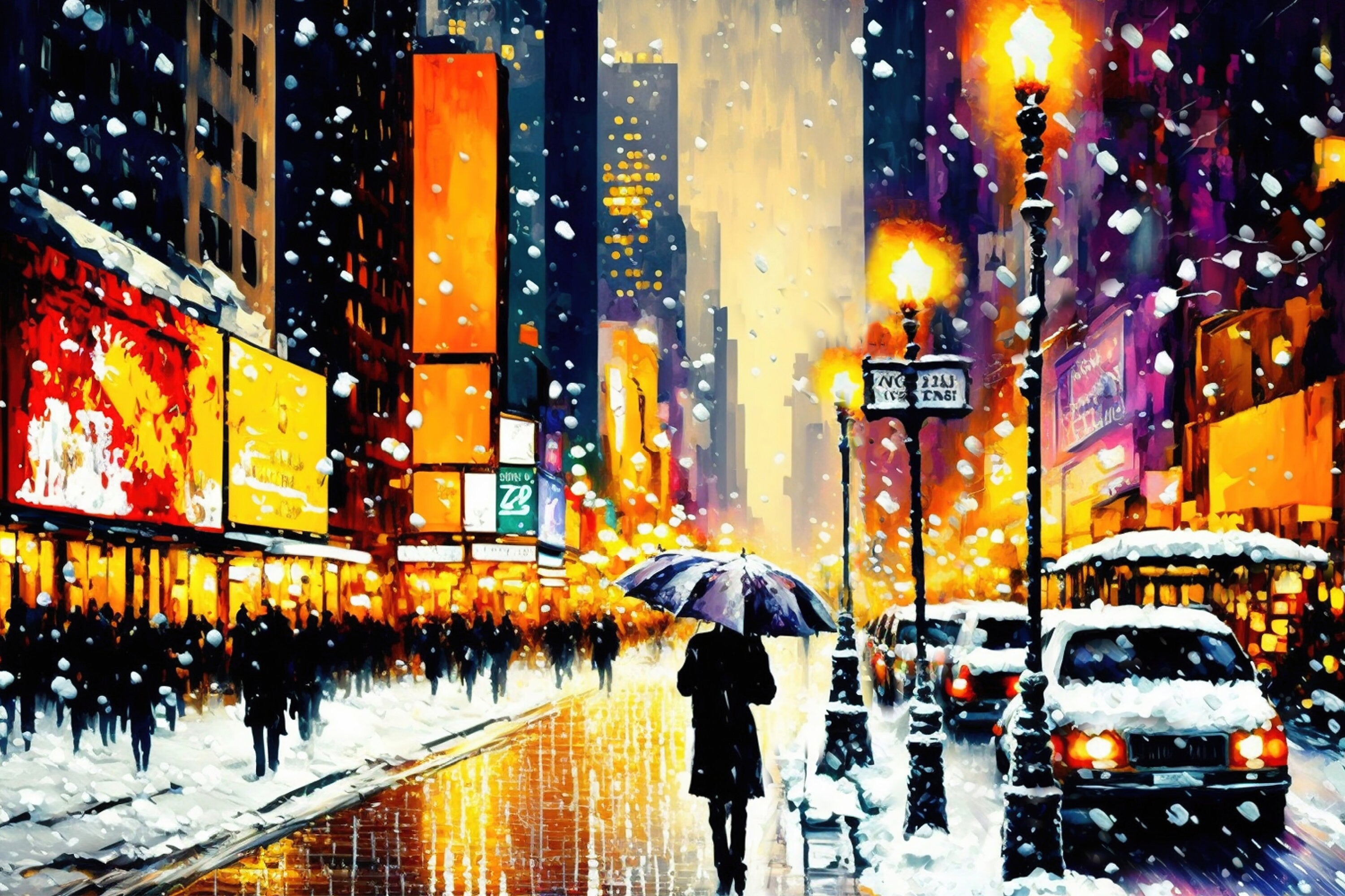 Times Square Canvas Print – Vibrant NYC Winter Art on Gallery Ready Wooden Frame
