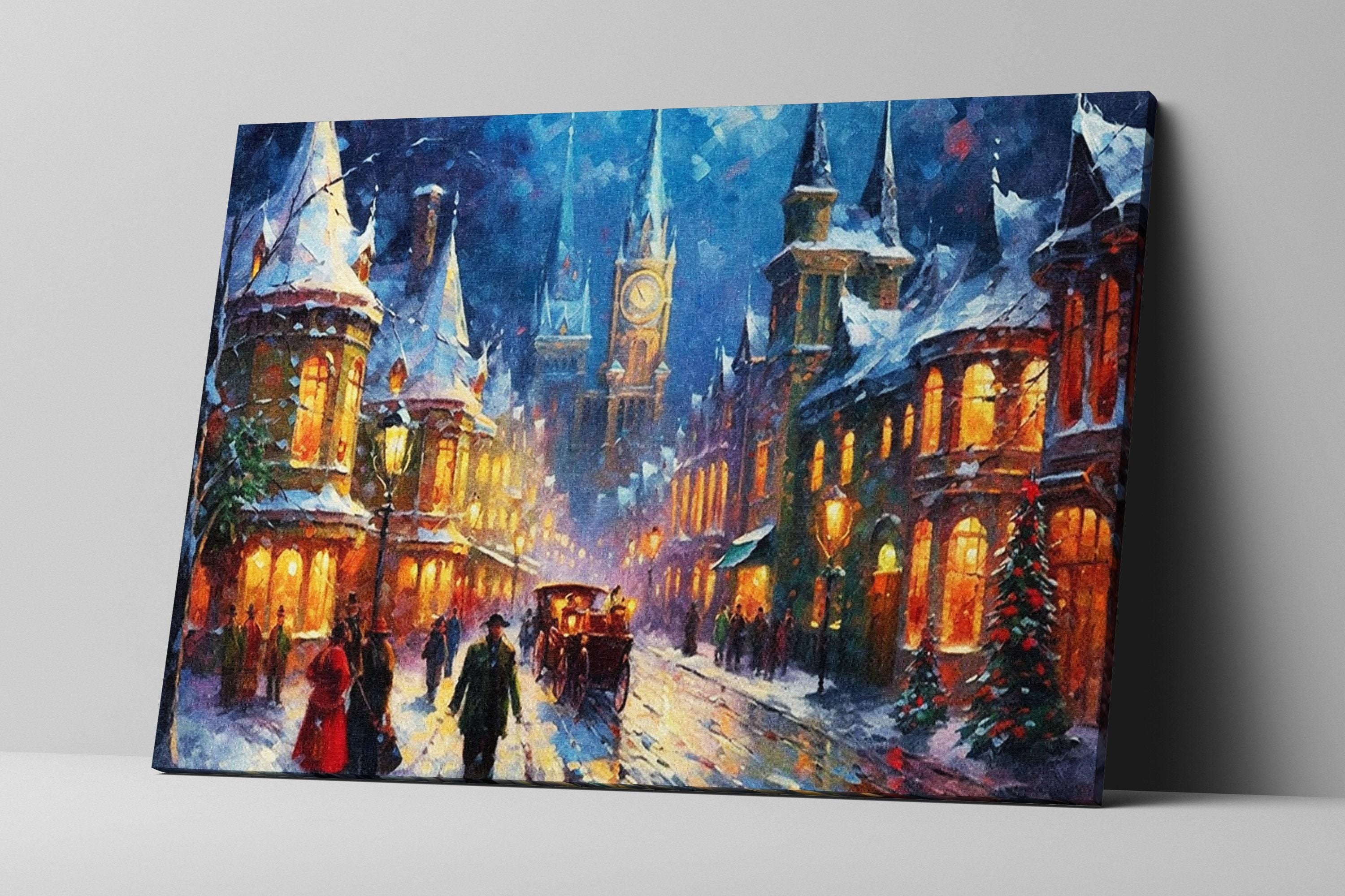 Victorian Christmas Art | Classic Holiday Decor on Extra Large Gallery Wrapped Canvas Print