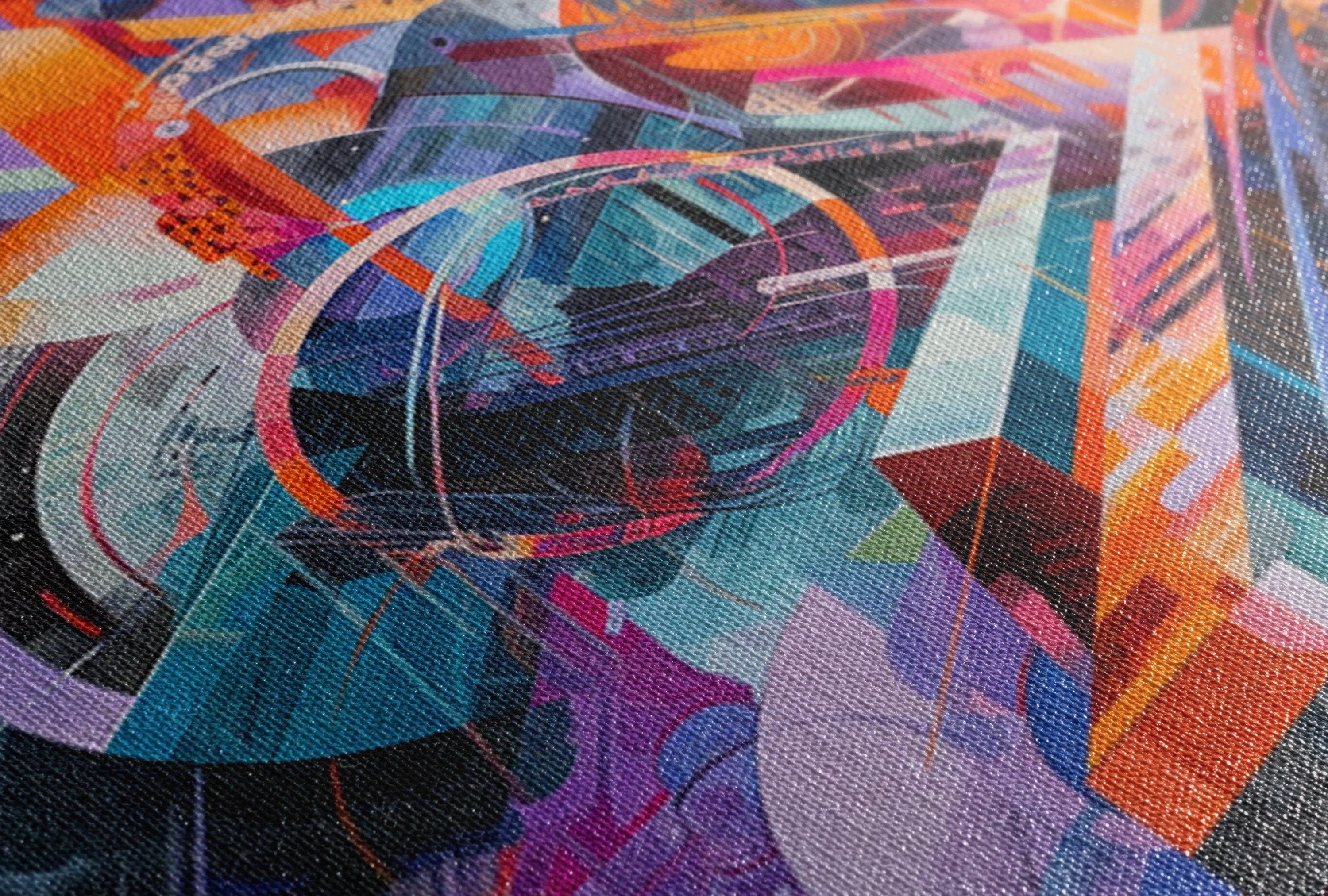 Retro Futurism Wall Art – Large Abstract Canvas | Gallery Wrapped Print, Ready to Hang