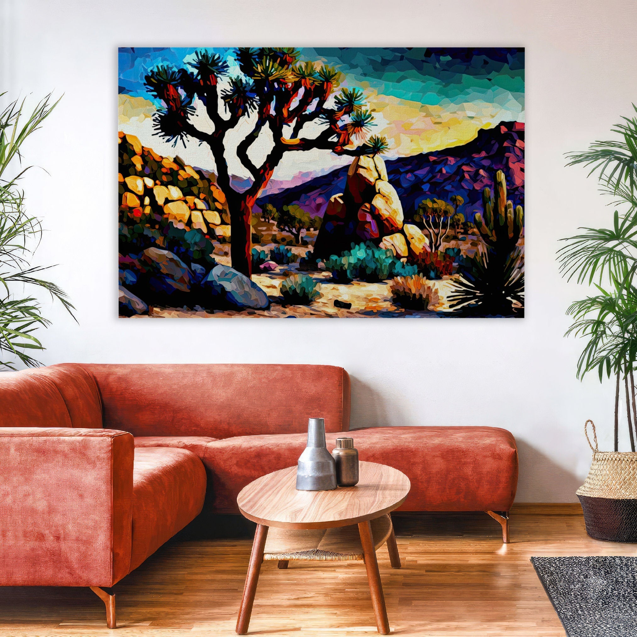 Desert Landscape Canvas - Southwestern Scenery Print | Joshua Tree Artwork, Gallery Ready