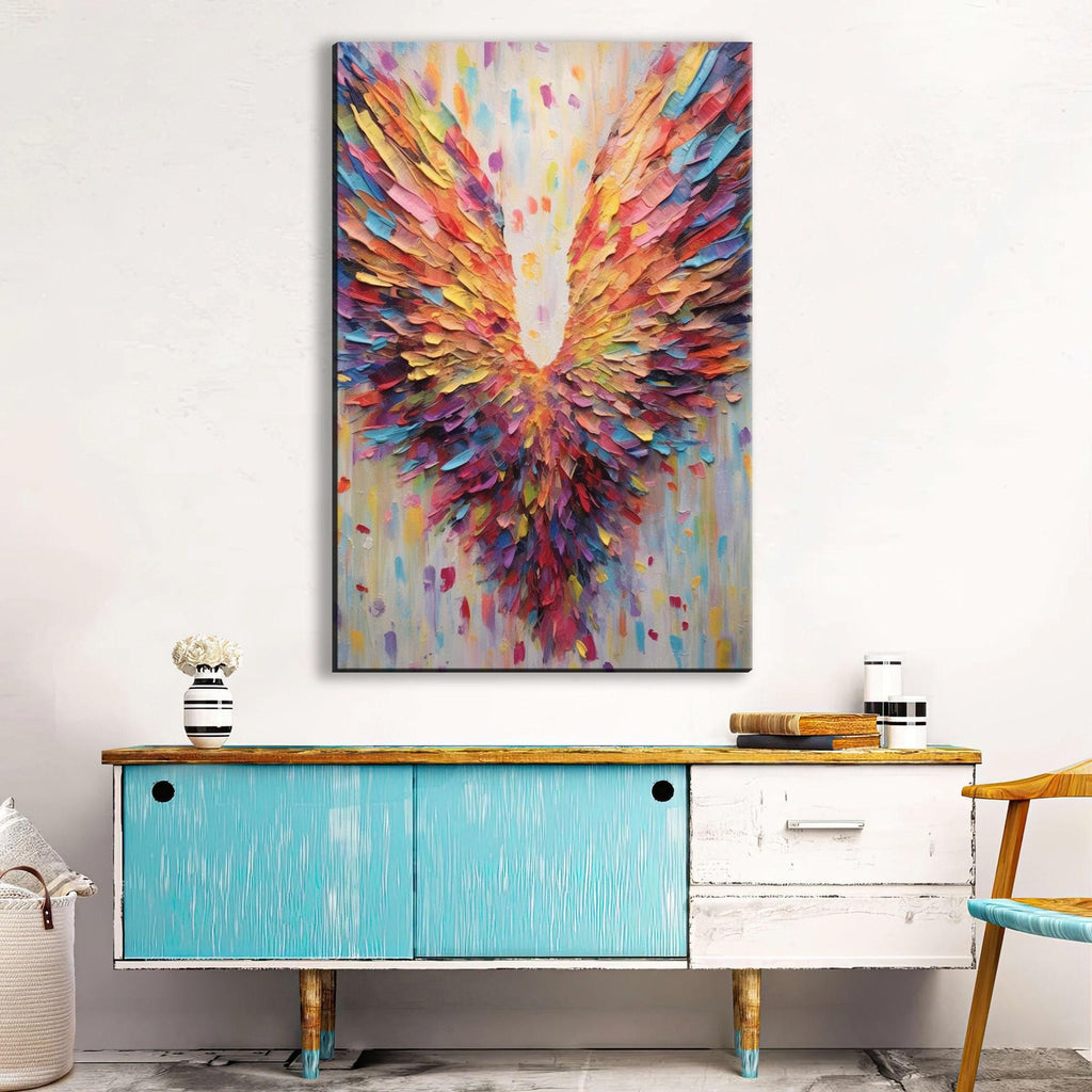 Angel Wings Painting - Celestial Wall Art on Gallery Wrapped Canvas, Ready to Hang
