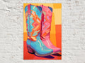 Cowboy Boots Canvas - Vibrant Western Wall Art | Ladies Pink Cowboy Boots, Gallery Wrapped