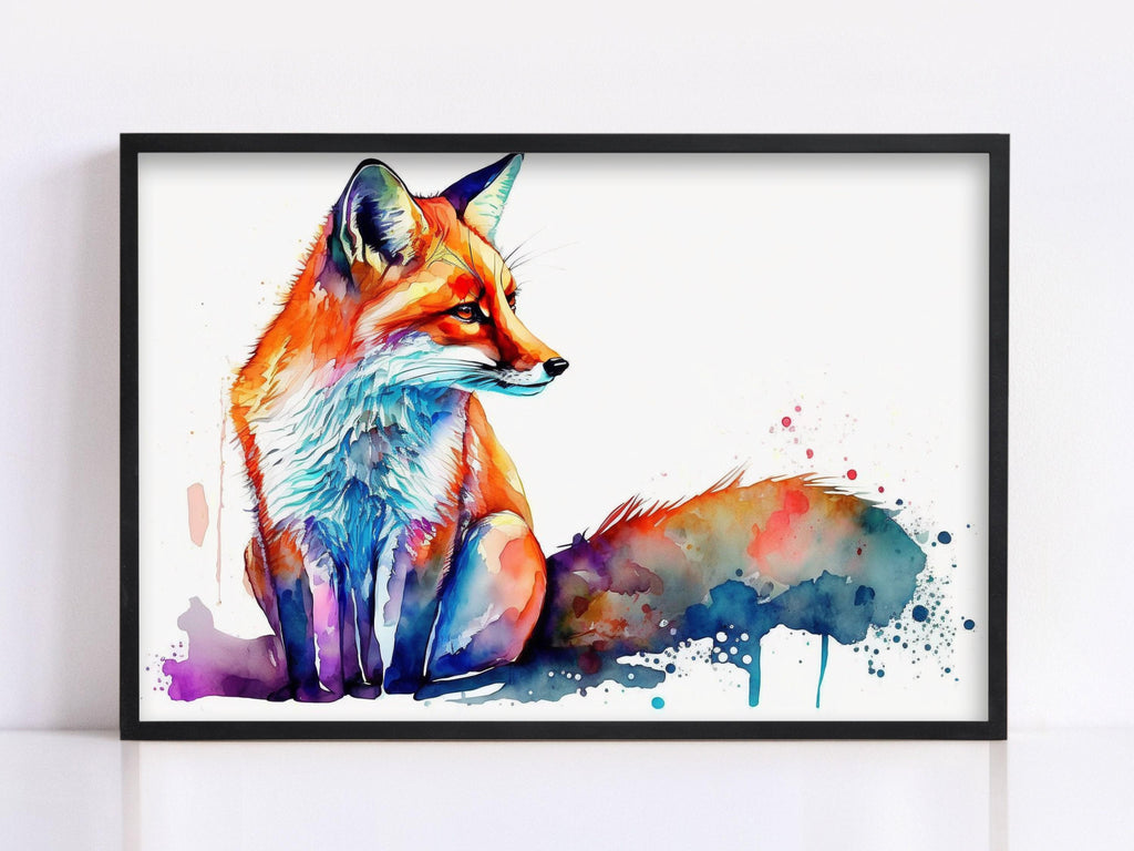 Fox Elegance: Watercolor Fox Wall Art Print, Giclee Print on Canvas, Artist Paper, Watercolor Paper, Available in Extra Large Sizes