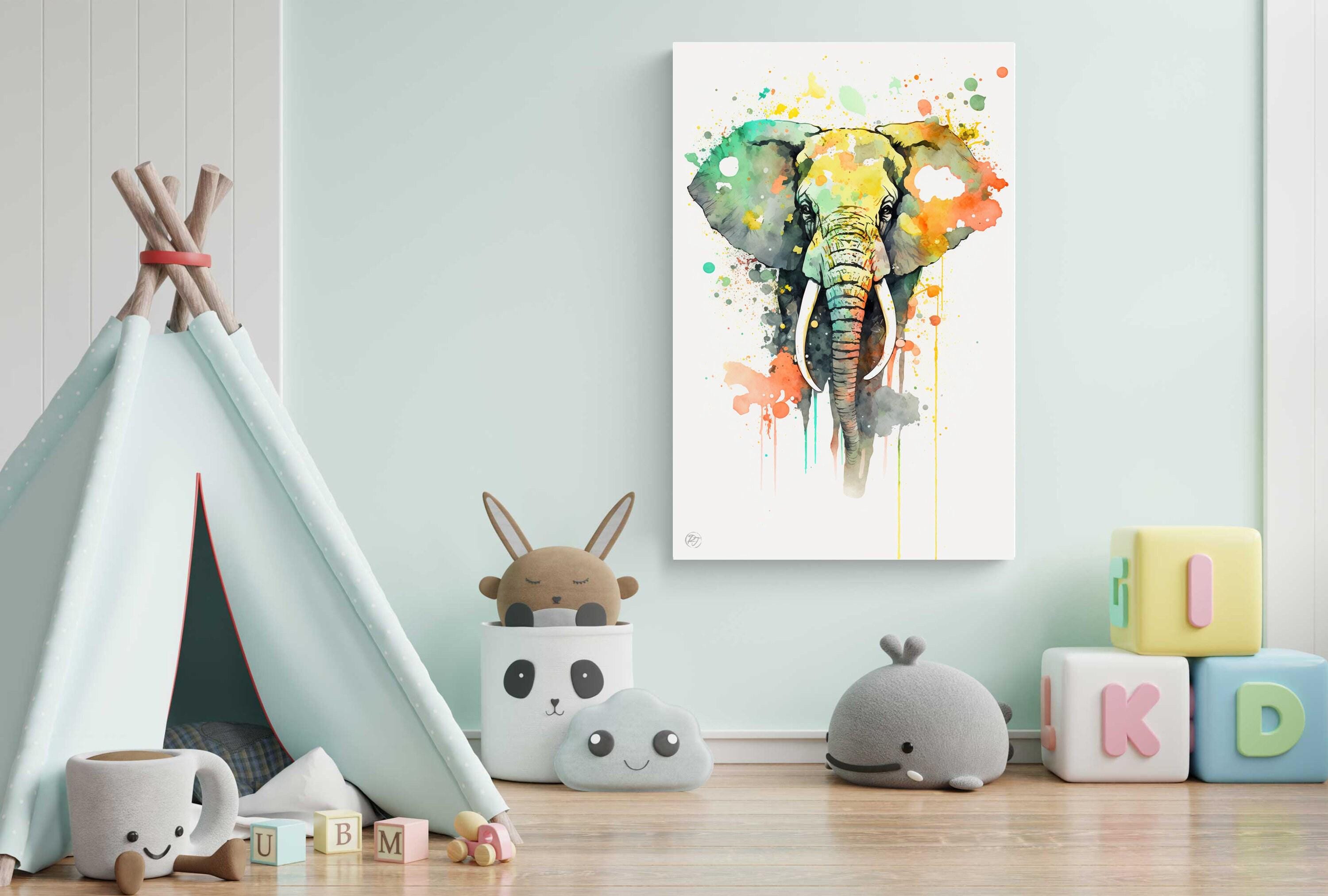 Wildlife Enthusiast's Delight: Elephant Watercolor, Giclee Print on Canvas, Artist Paper, Watercolor Paper, Available in Extra Large Sizes