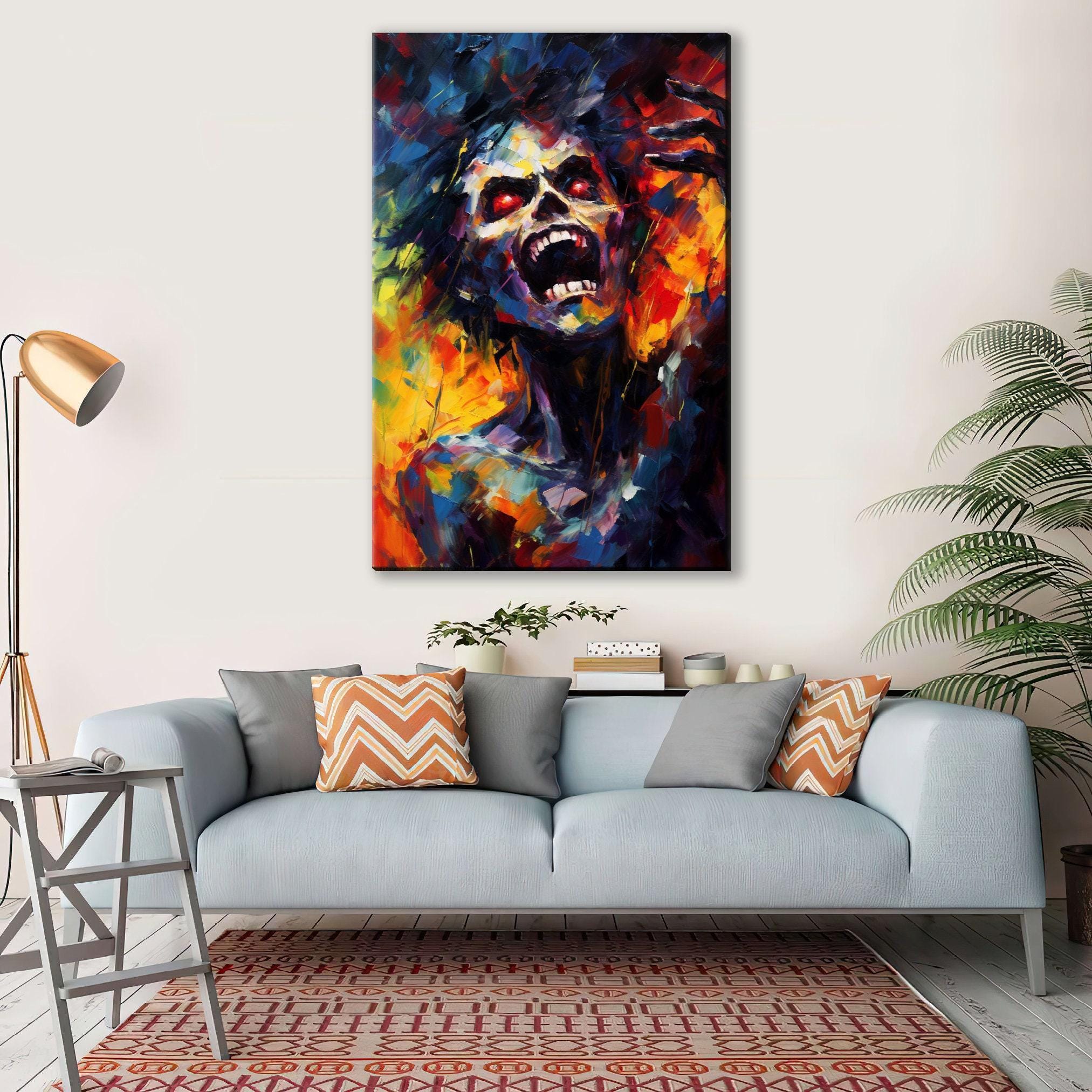 Halloween Zombie Canvas | Large Gallery Wrapped Canvas Print - Spooky Wall Art