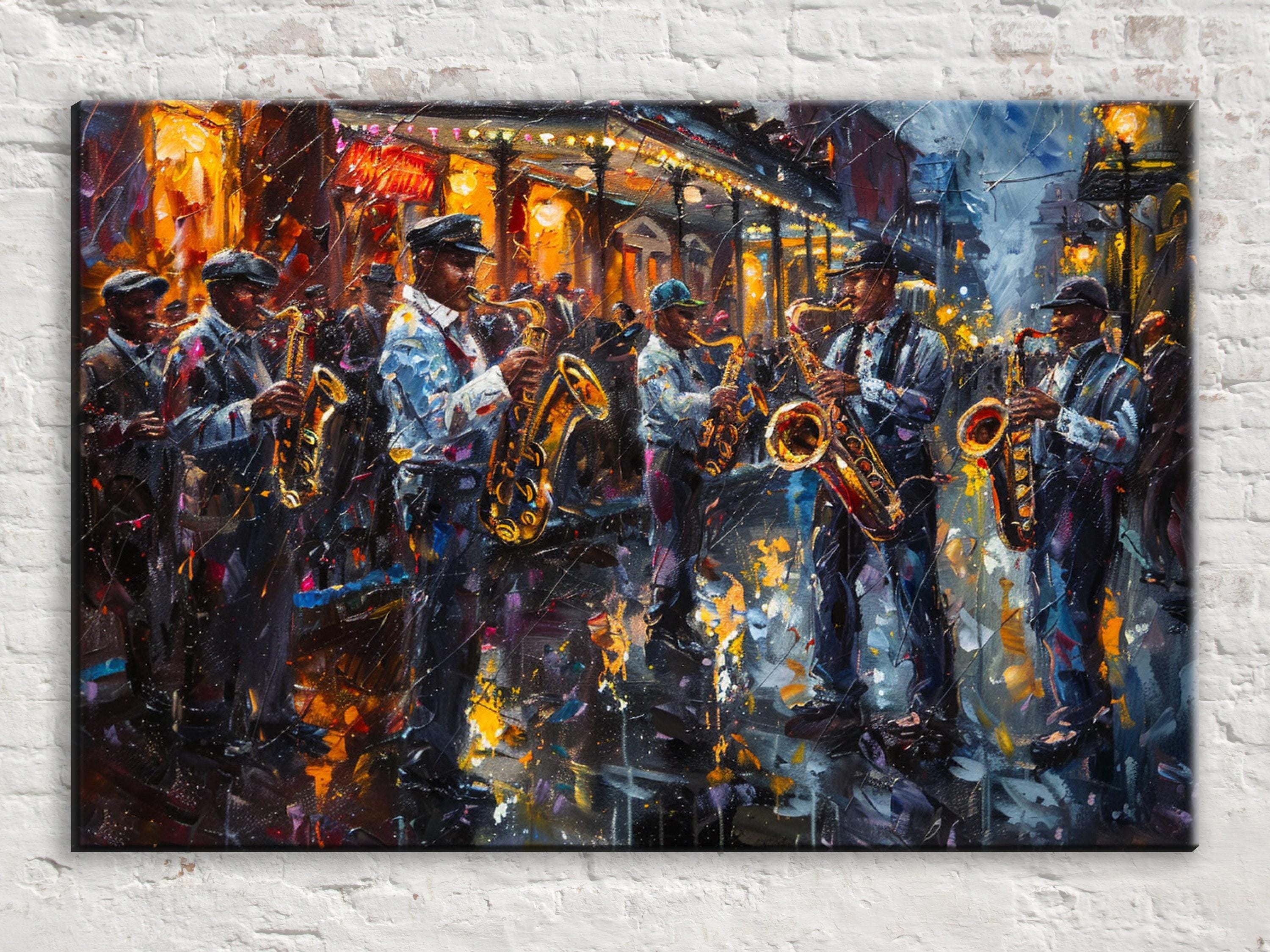 New Orleans Jazz Art – Bourbon Street Painting | Large Canvas Art, Gallery Wrapped