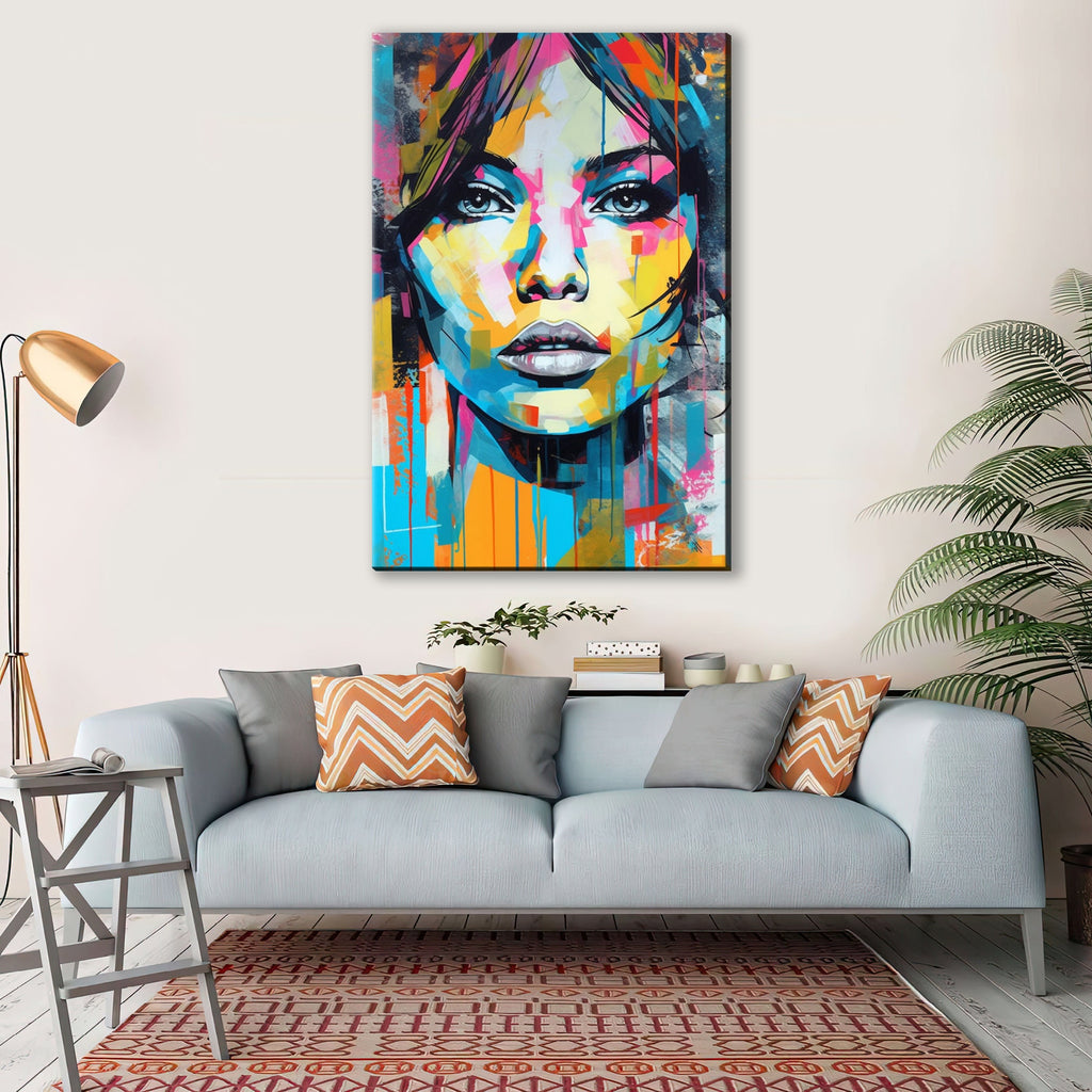 Minimal Woman Artwork – Expressive Canvas Wall Art Painting | Large Pop Art