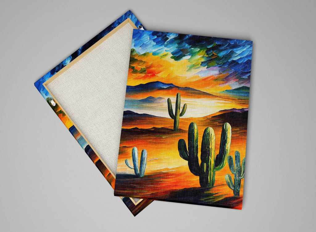 Desert Cactus Canvas – Southwest Art Print | Serene Landscape & Gallery Ready