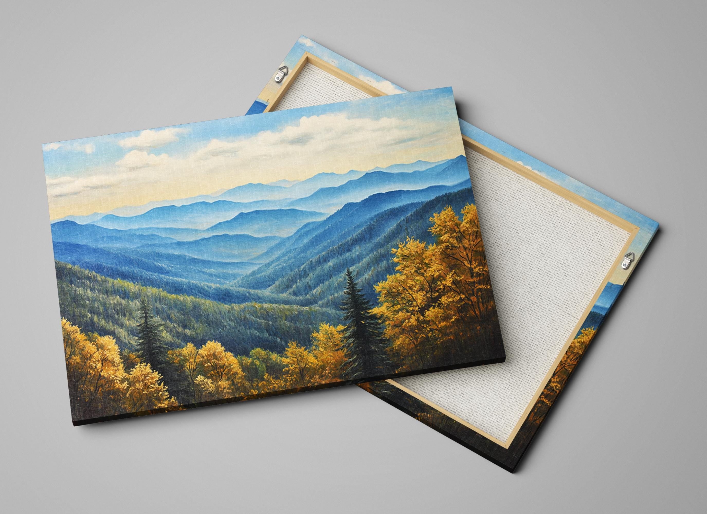Smoky Mountains Wall Art | Framed Canvas Print, Extra Large Mountain Landscape Ready to Hang