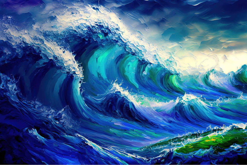 Blue Ocean Wave Canvas – Vibrant Wave Artwork | Nautical Home Decor