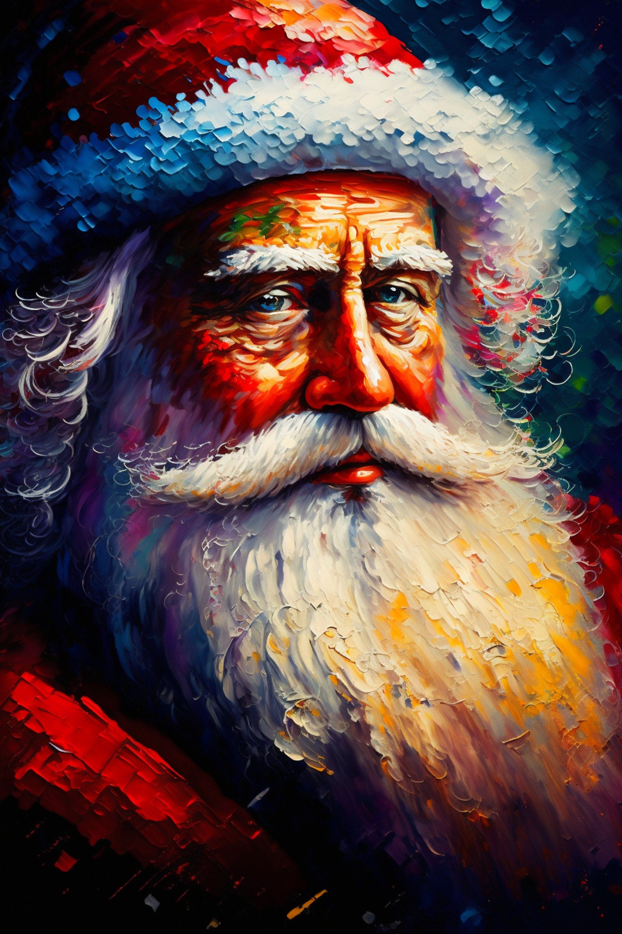 Christmas Canvas Print - Santa Claus Painting With Wooden Frame & Scratch Resistant Coating