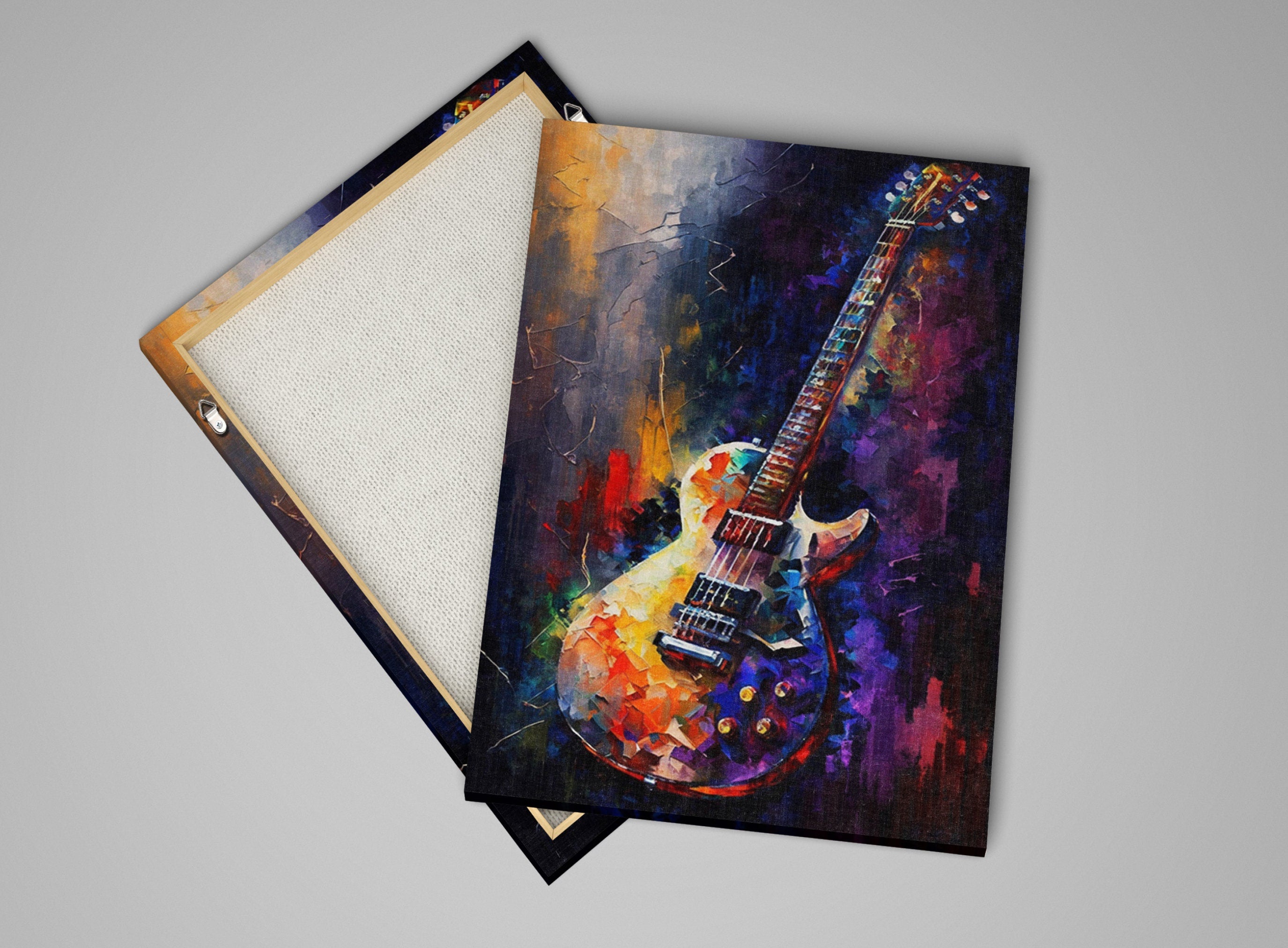Electric Guitar Canvas - Large Guitar Painting | Music Wall Decor for Guitarists