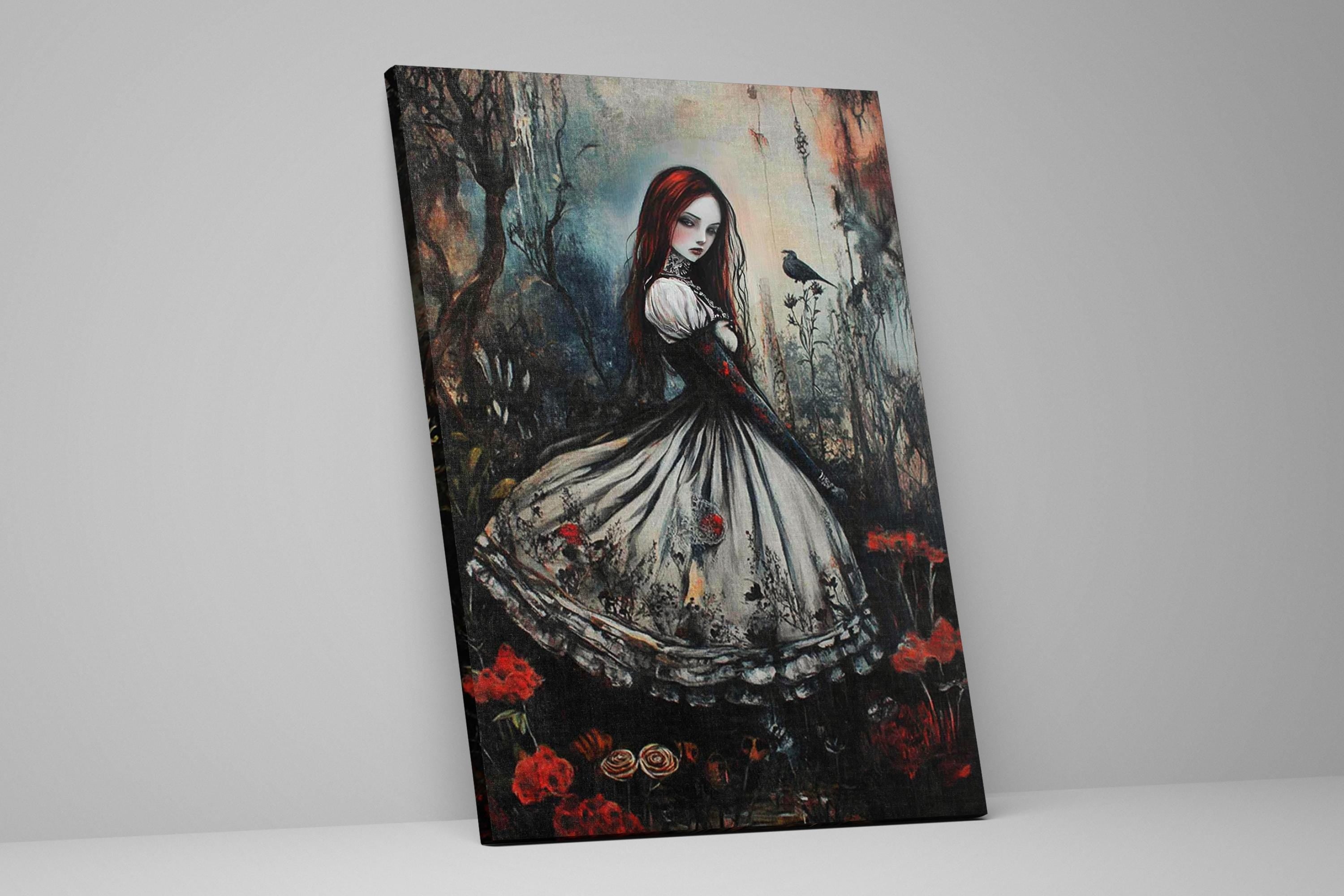 Gothic Alice Wall Art – Extra Large Framed Canvas Print, Ready to Hang