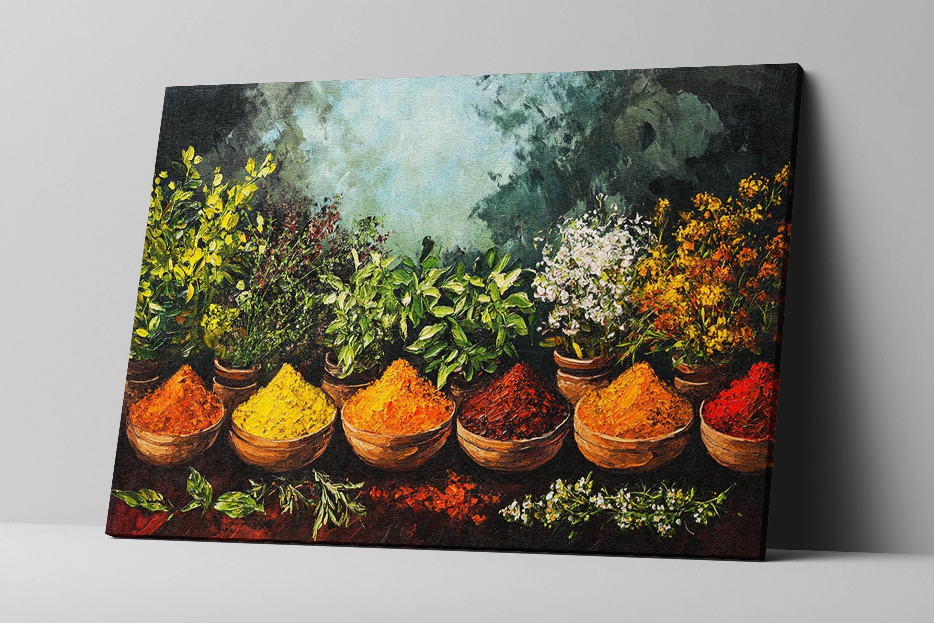 Vibrant Spices Canvas – Extra Large Kitchen Wall Art | Framed Boho Gallery Wrap