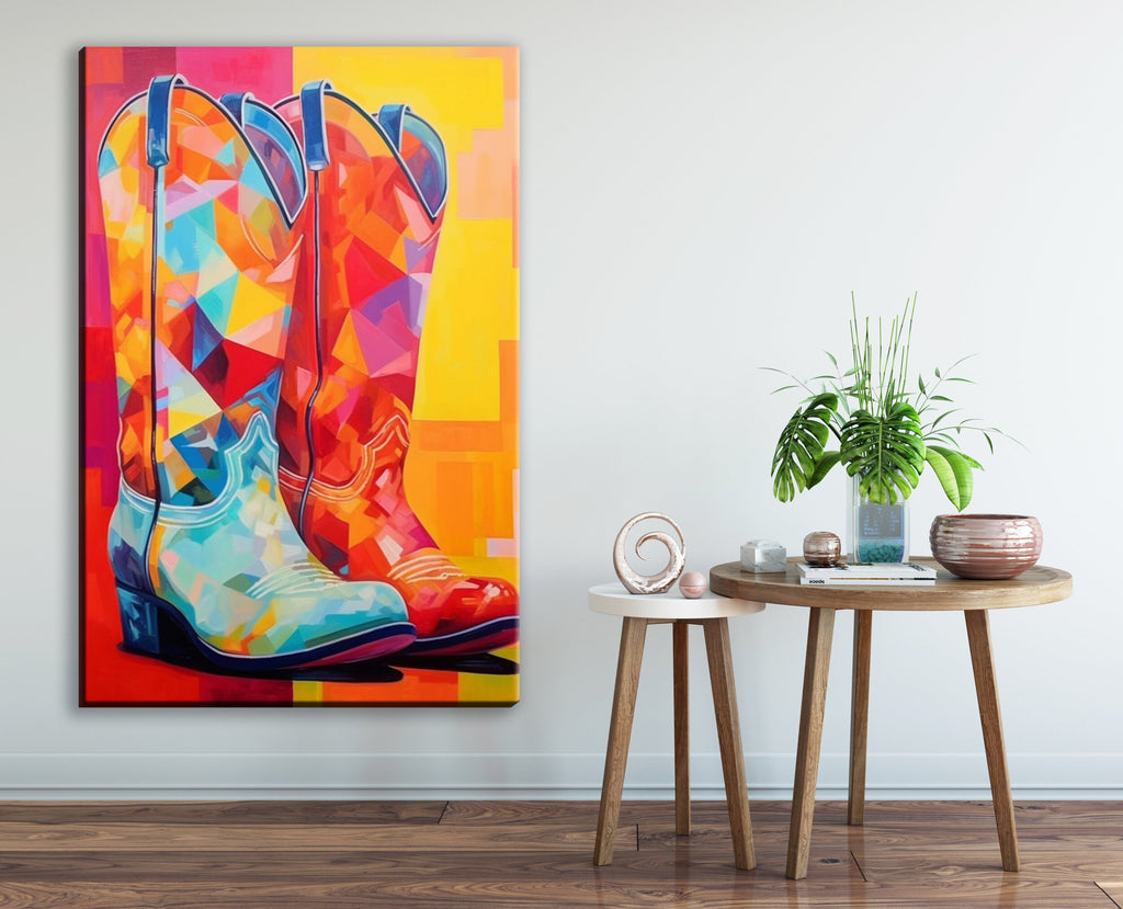 Cowboy Boots Canvas - Large Western Wall Art | Texas Style Rustic Decor