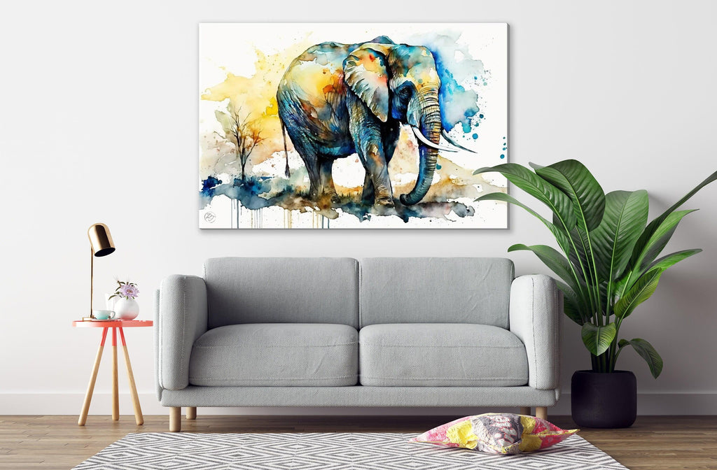 Gentle Giant: Watercolor Elephant Wall Art Print, Giclee Print on Canvas, Artist Paper, Watercolor Paper, Available in Extra Large Sizes