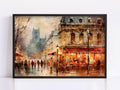 Winter in Paris Watercolor Painting - Holiday Art, Giclee Print on Canvas, Artist Paper, Watercolor Paper, Available in Extra Large Sizes