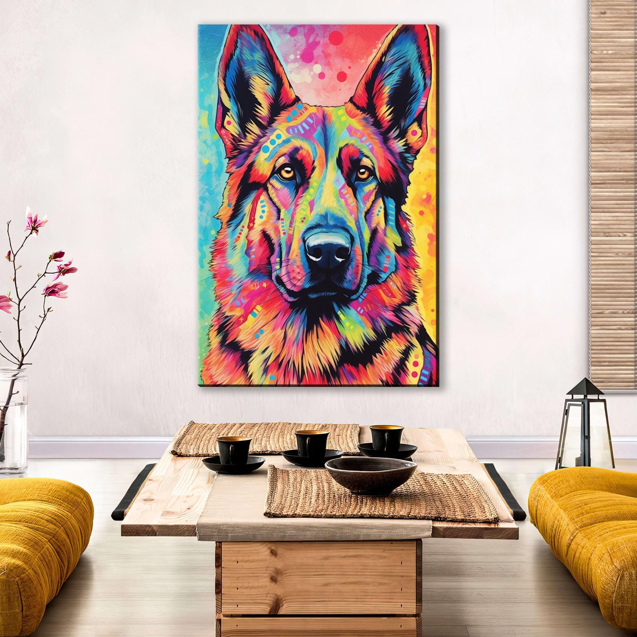 German Shepherd Canvas Print – Large Dog Canvas, Vibrant Pet Art, Gallery Ready Wall Decor
