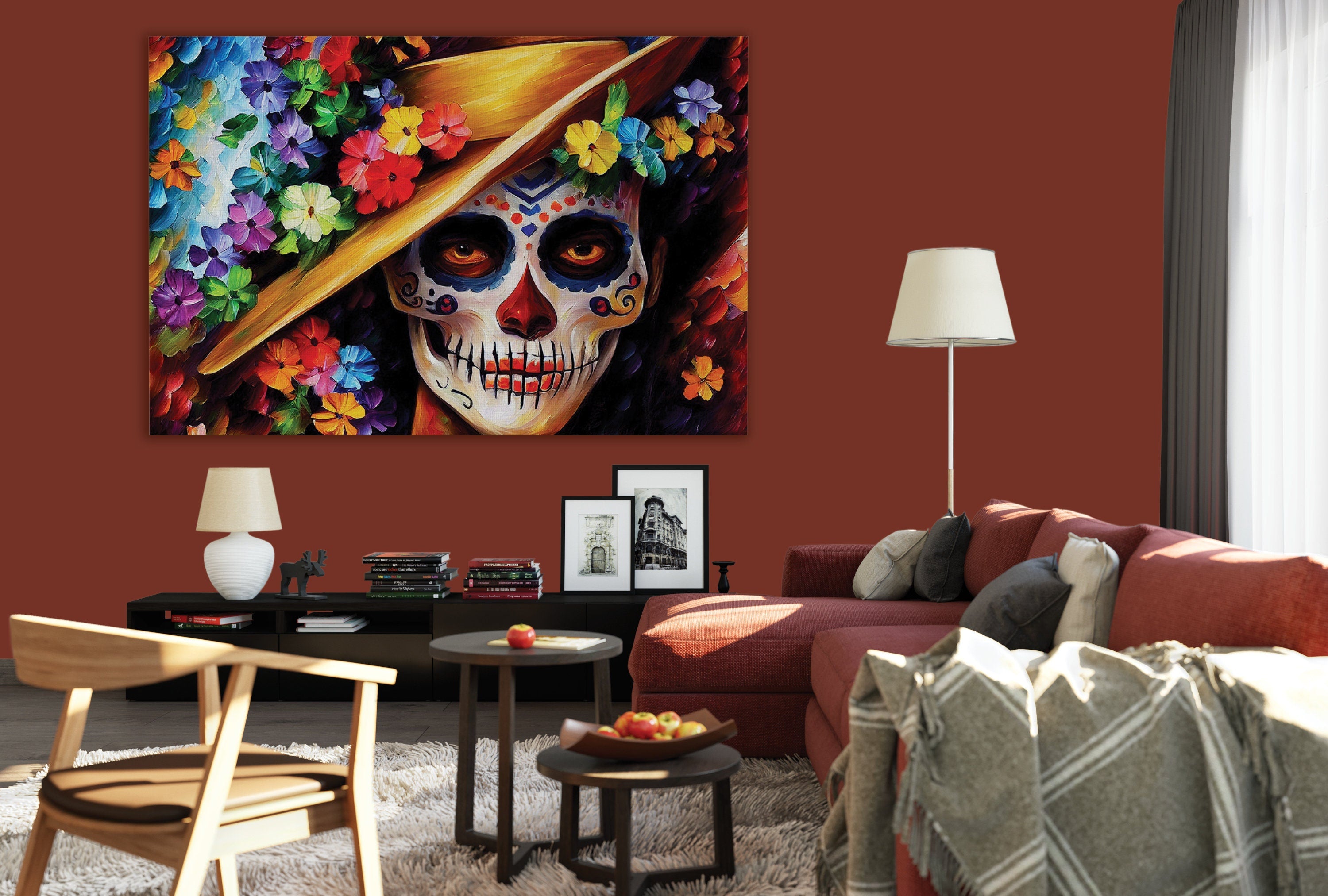 Day of the Dead Canvas – Vibrant Dia de los Muertos Art on Gallery Quality Wooden Frame