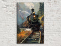 Steam Locomotive Artwork – Vintage Steam Engine on Gallery Wrapped Canvas, Ready to Hang