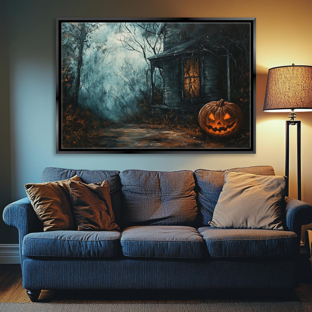 Haunted House Wall Art - Extra Large Gothic Canvas Print | Framed Spooky Decor