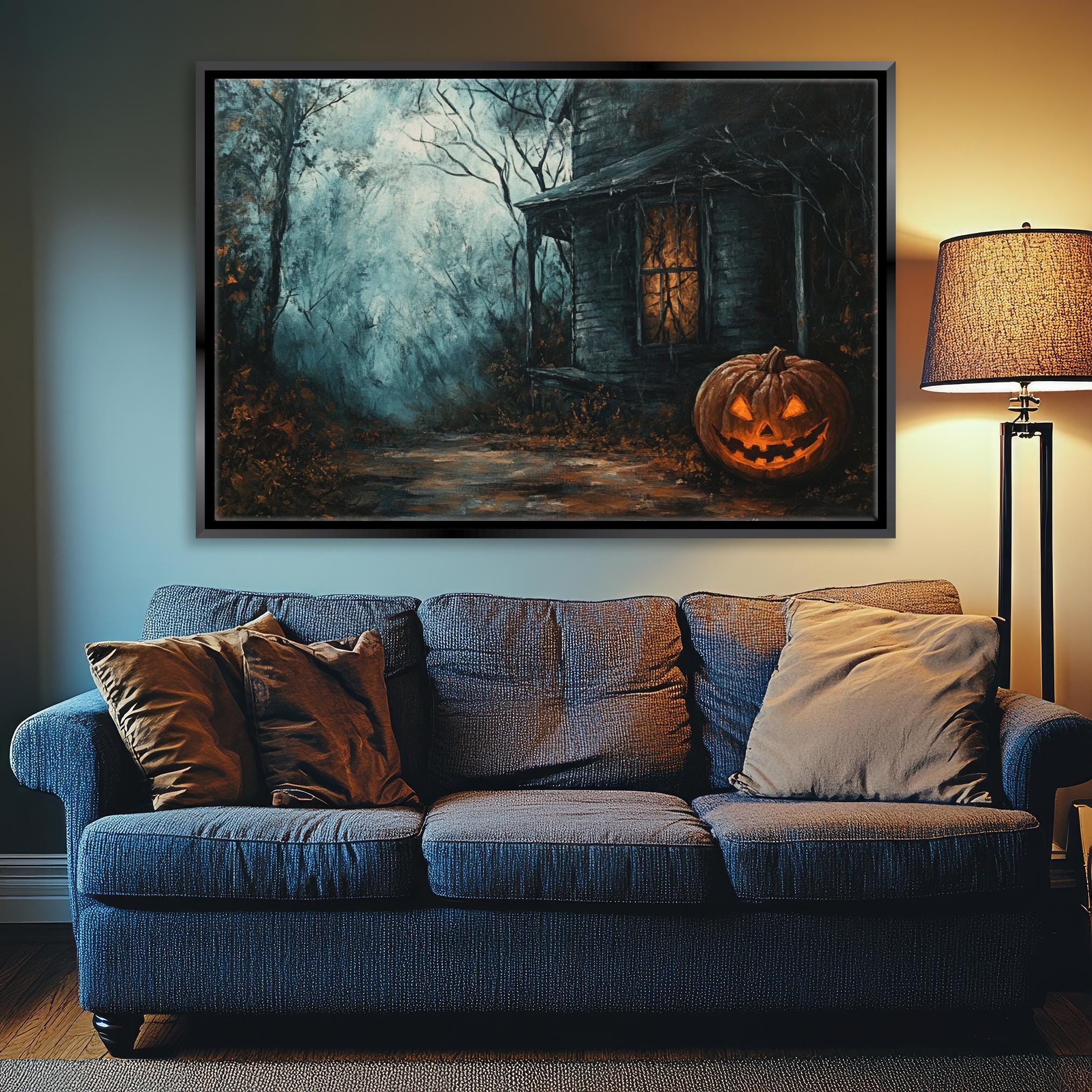 Haunted House Wall Art - Extra Large Gothic Canvas Print | Framed Spooky Decor