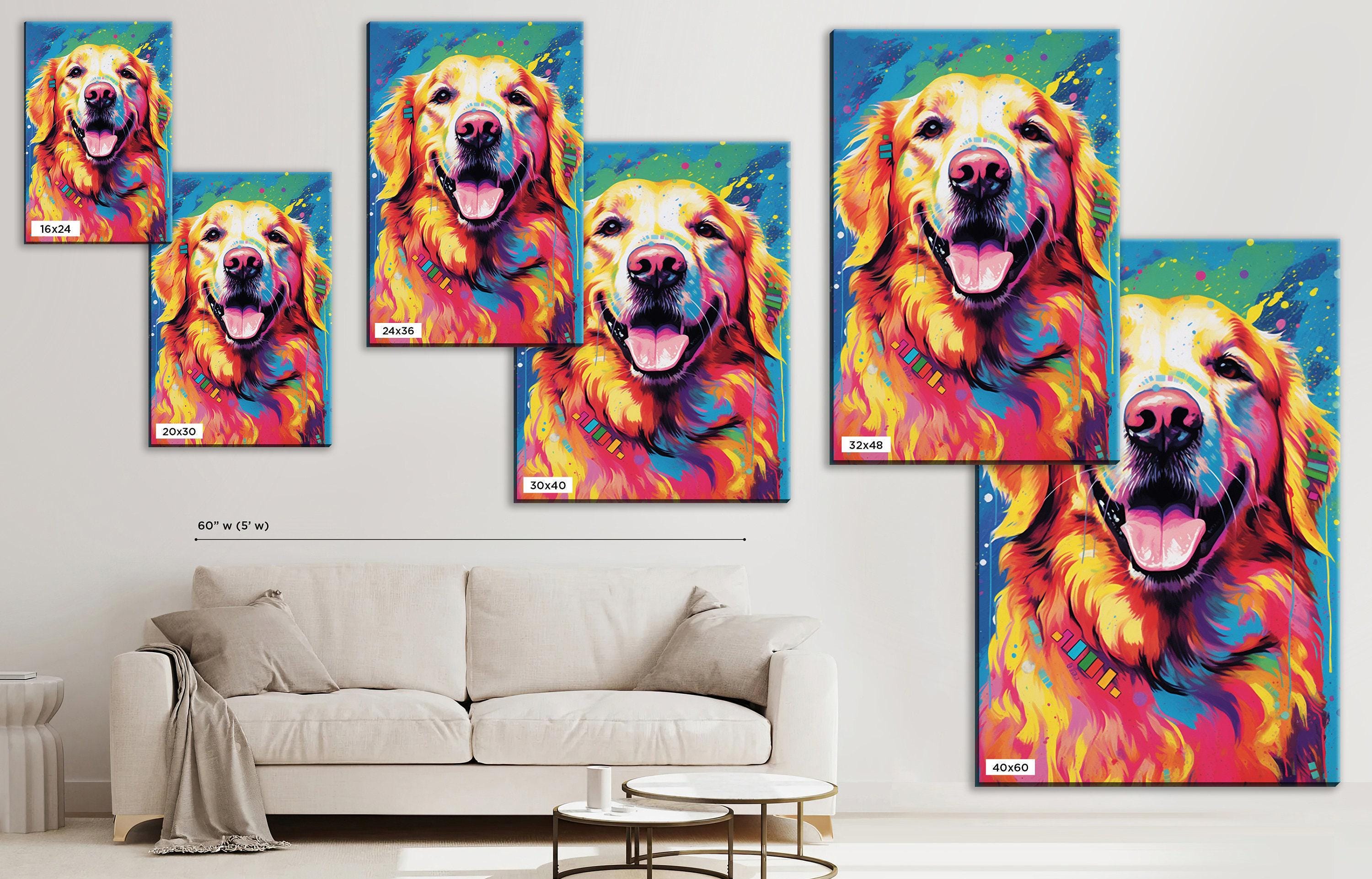 Golden Retriever Canvas - Large Vibrant Dog Wall Art Print | Gallery Ready Pet Portrait Decor