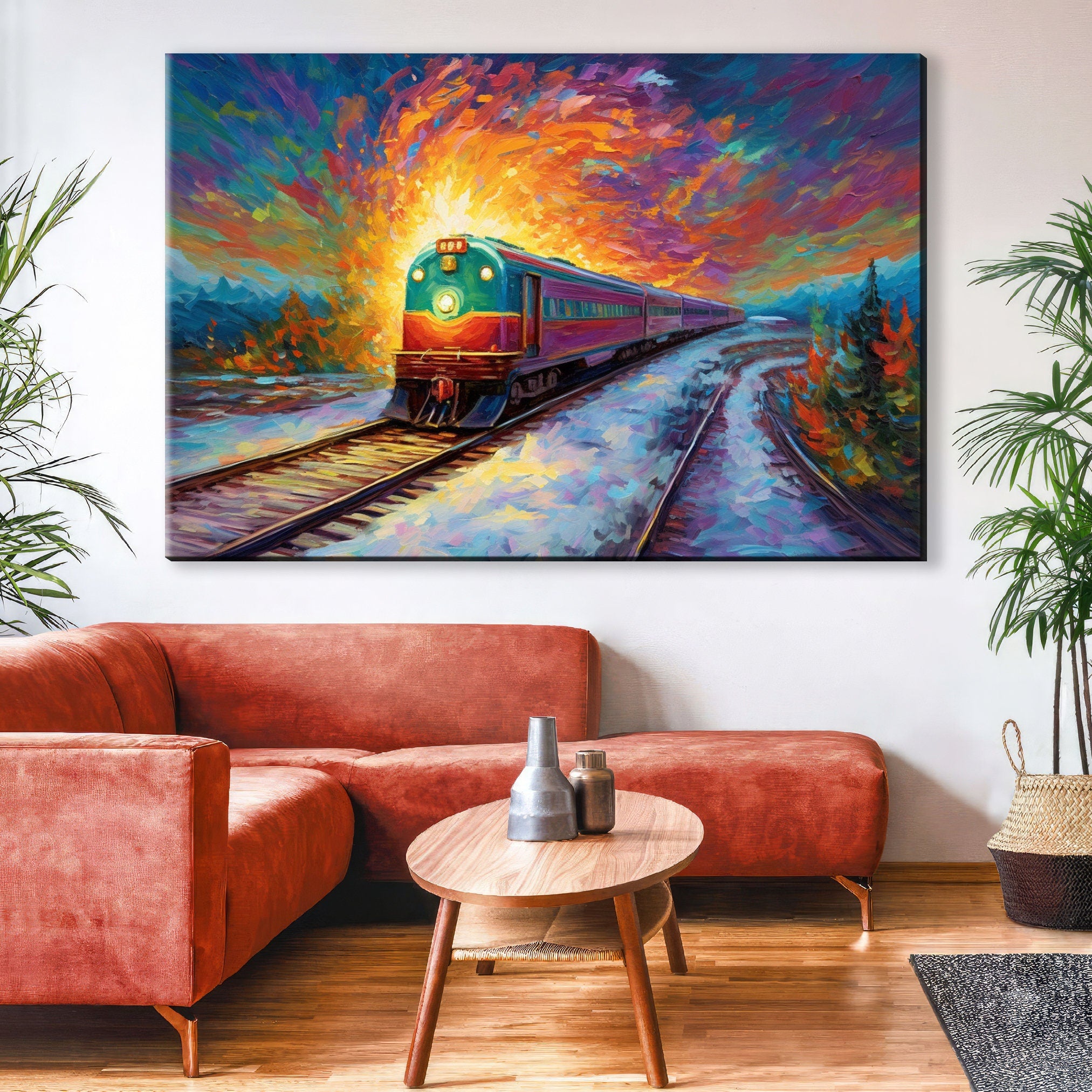 Railroad Cargo Print - Large Gallery Wrapped Canvas | Freight Train Art